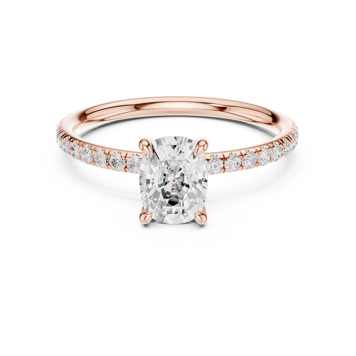 Cushion Cut Diamond Pave Engagement Ring