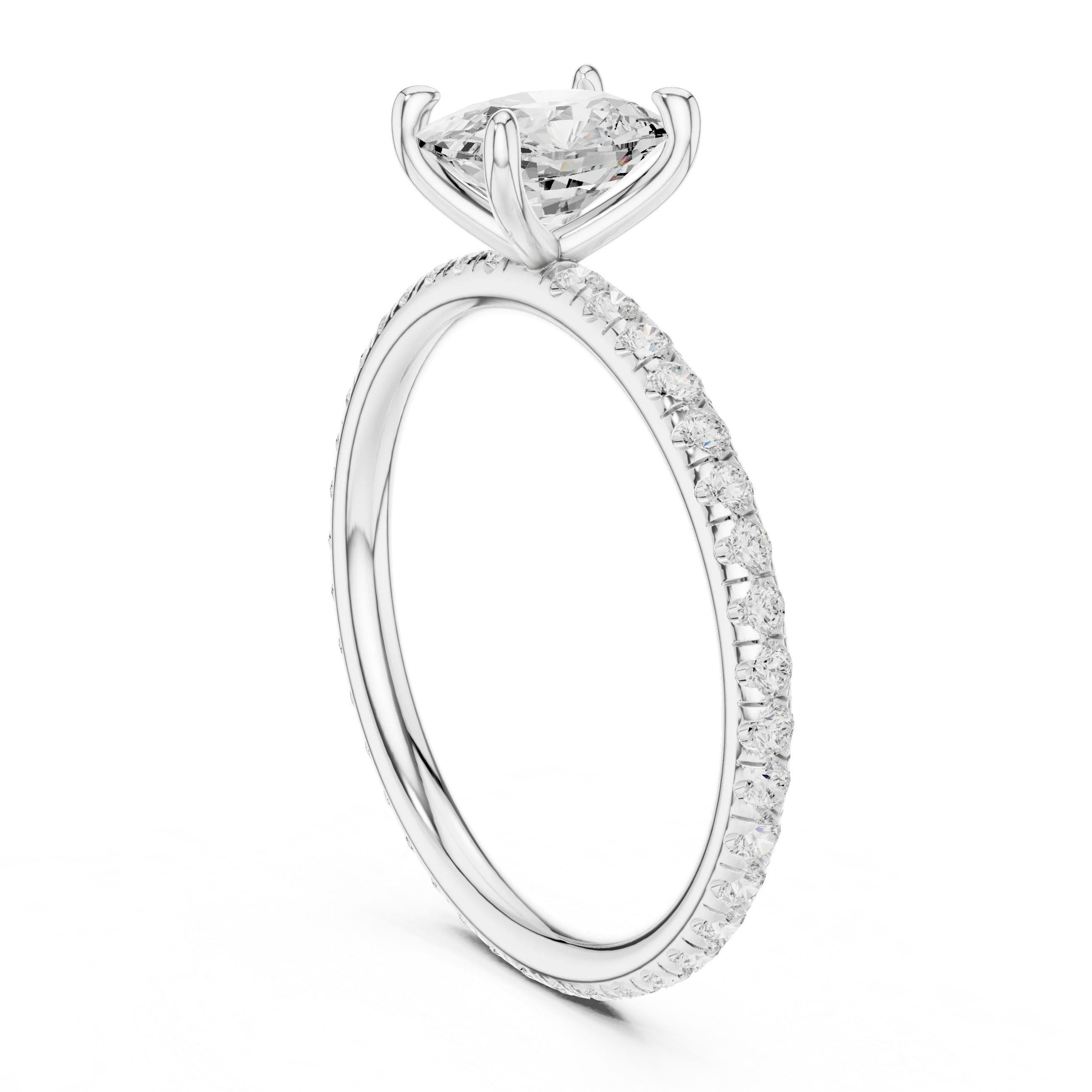 Cushion Cut Diamond Pave Engagement Ring