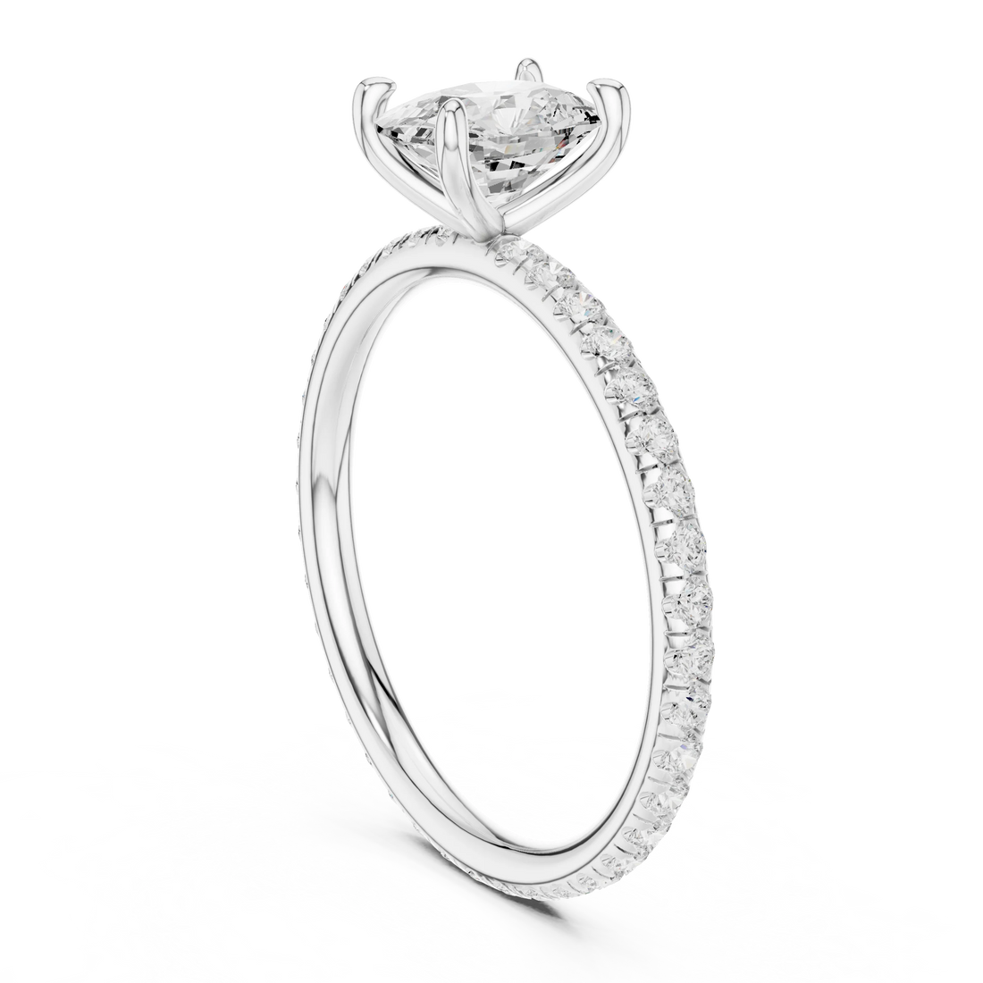 Cushion Cut Diamond Pave Engagement Ring