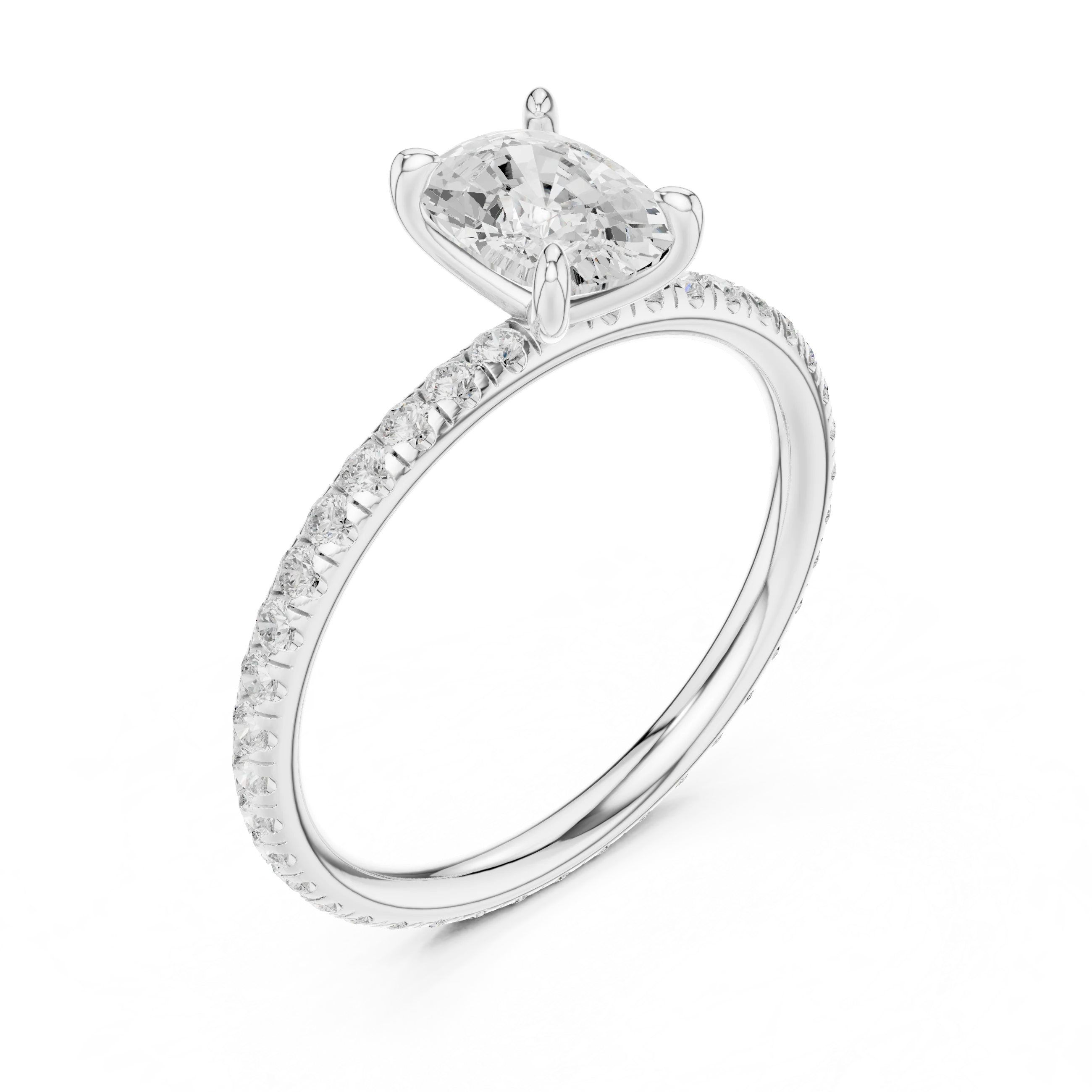 Cushion Cut Diamond Pave Engagement Ring