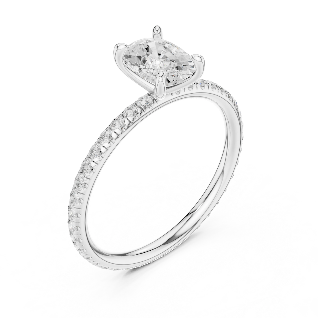 Cushion Cut Diamond Pave Engagement Ring