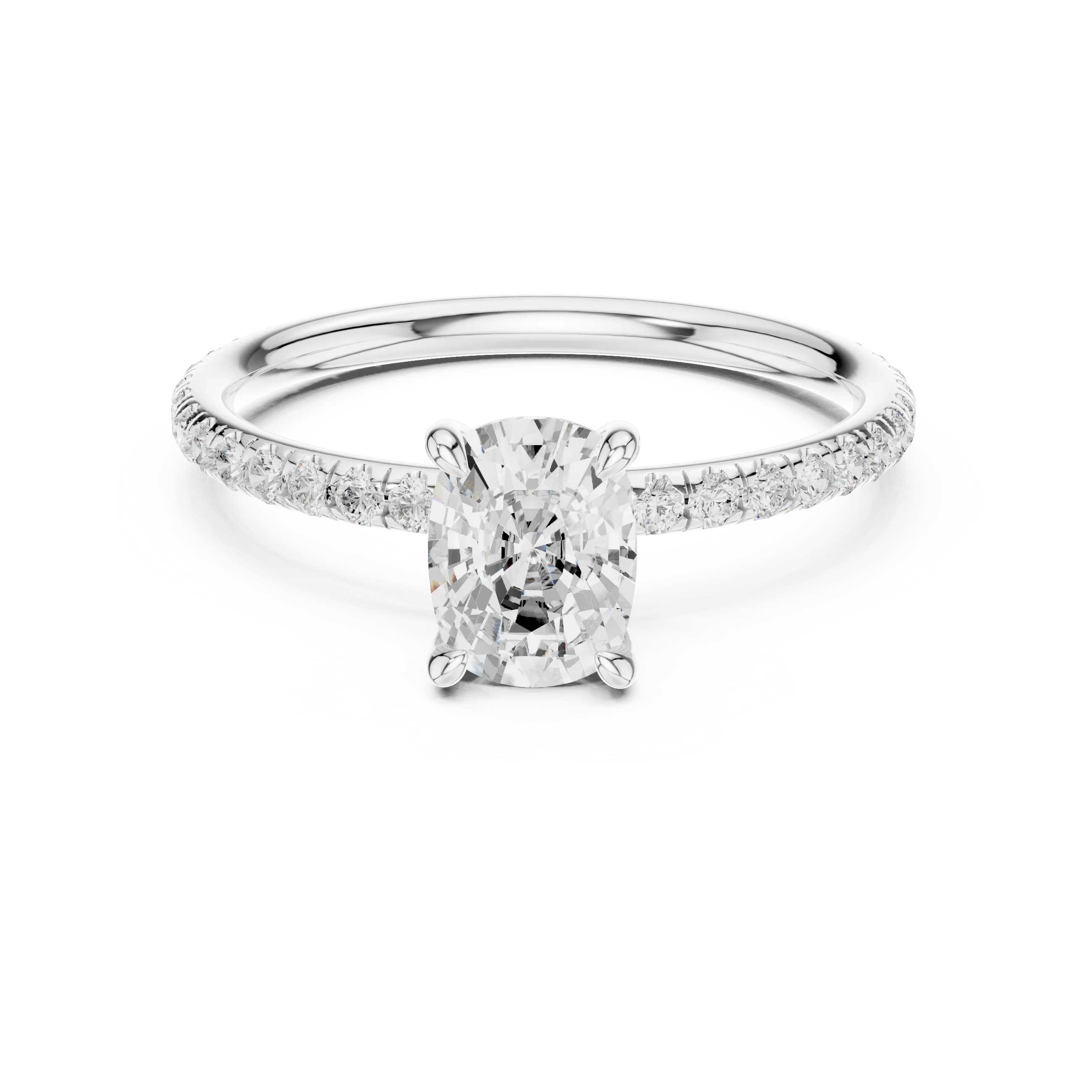 Cushion Cut Diamond Pave Engagement Ring