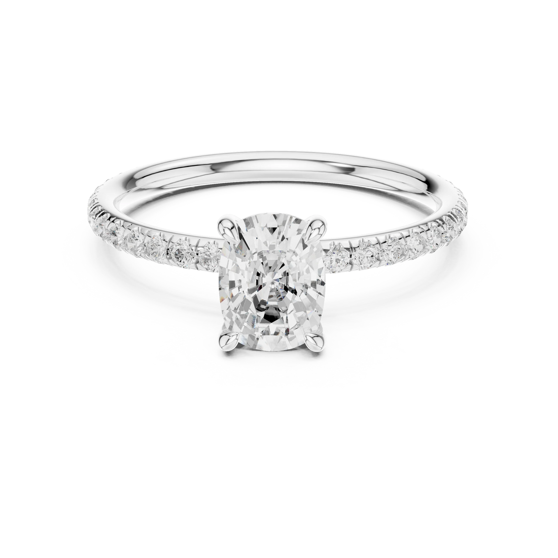 Cushion Cut Diamond Pave Engagement Ring