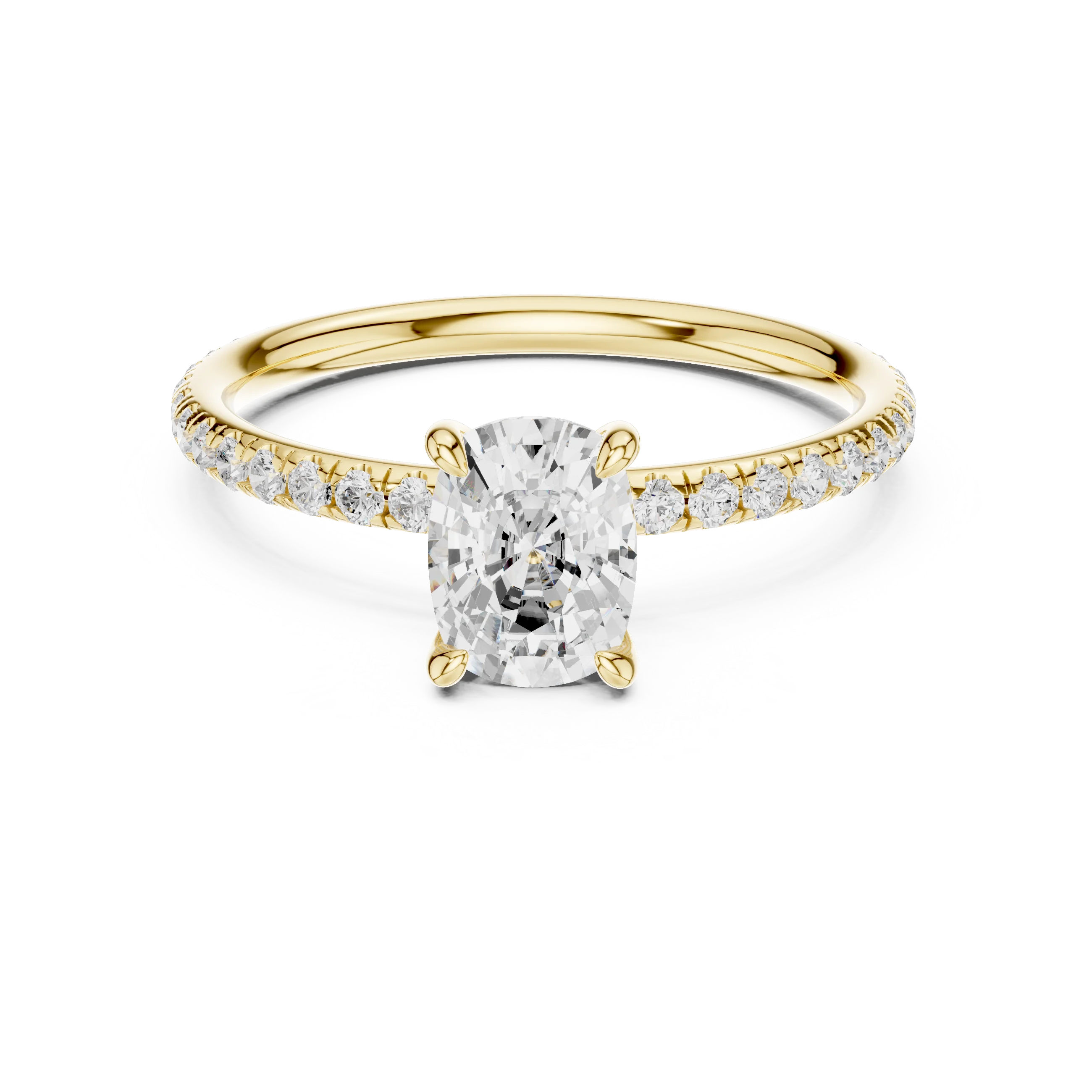 Cushion Cut Diamond Pave Engagement Ring