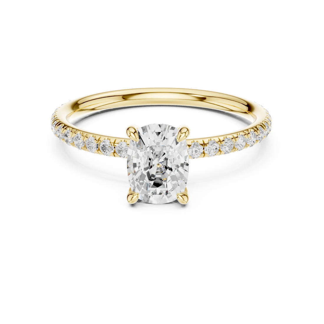 Cushion Cut Diamond Pave Engagement Ring