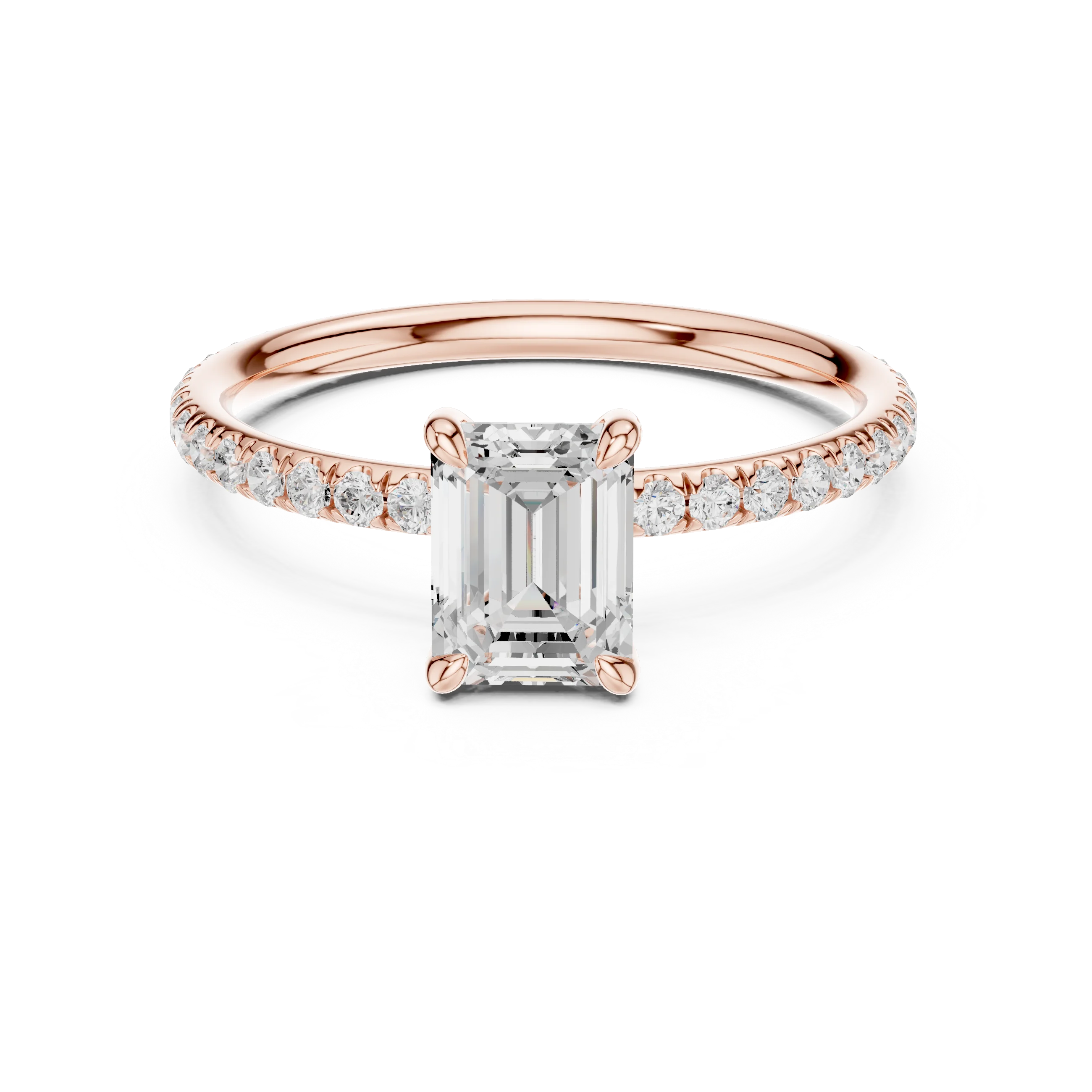 Emerald Cut Diamond Pave Engagement Ring