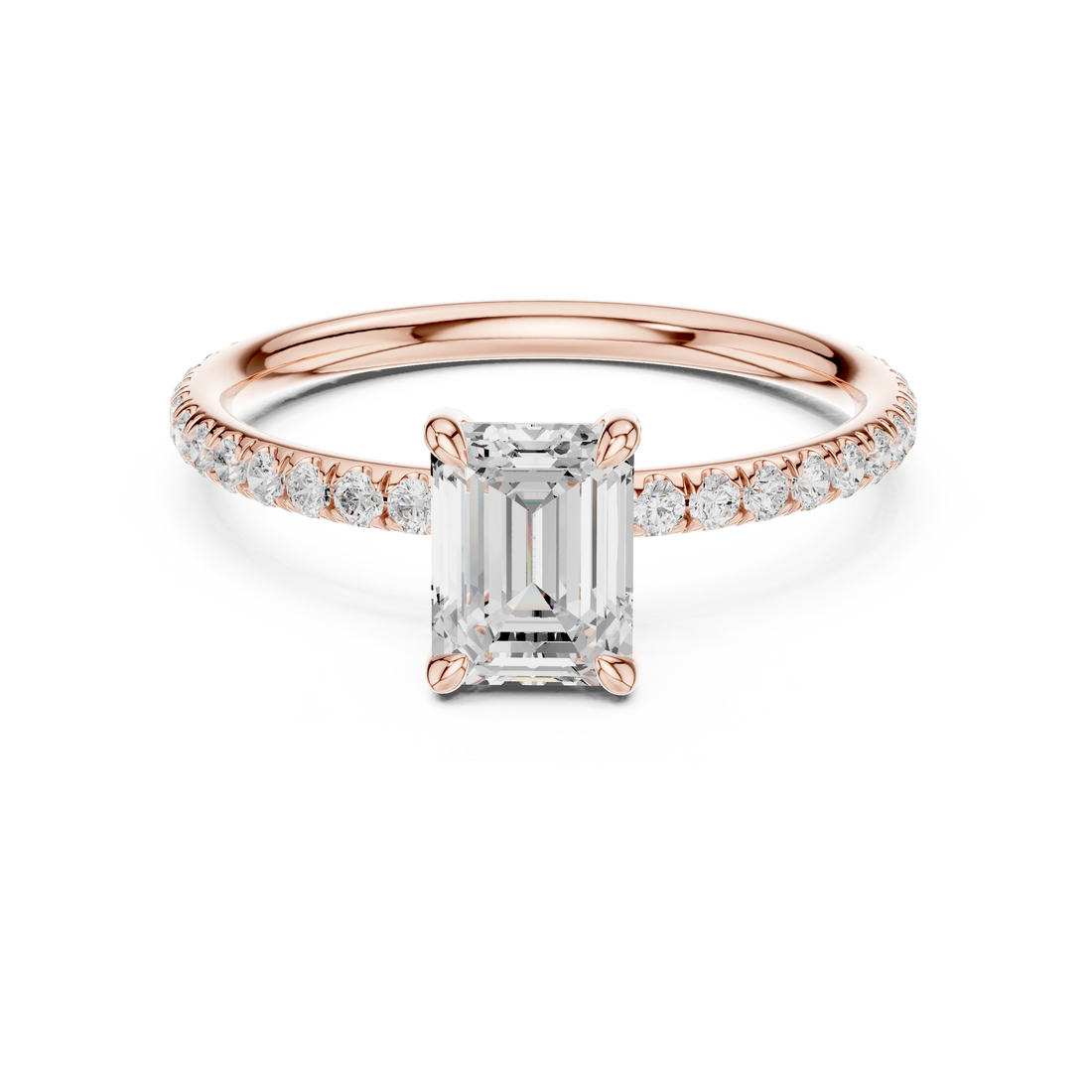 Emerald Cut Diamond Pave Engagement Ring
