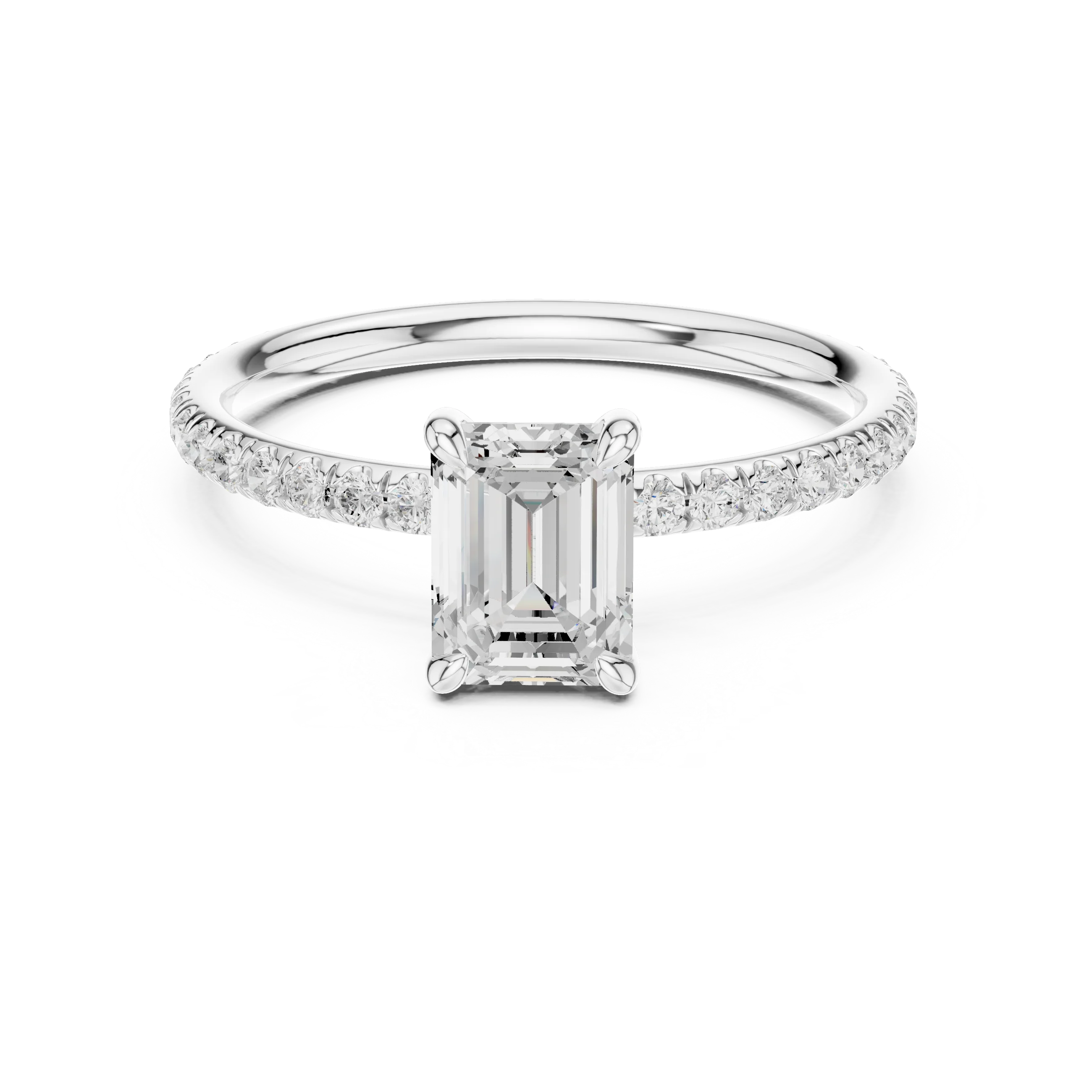 Emerald Cut Diamond Pave Engagement Ring