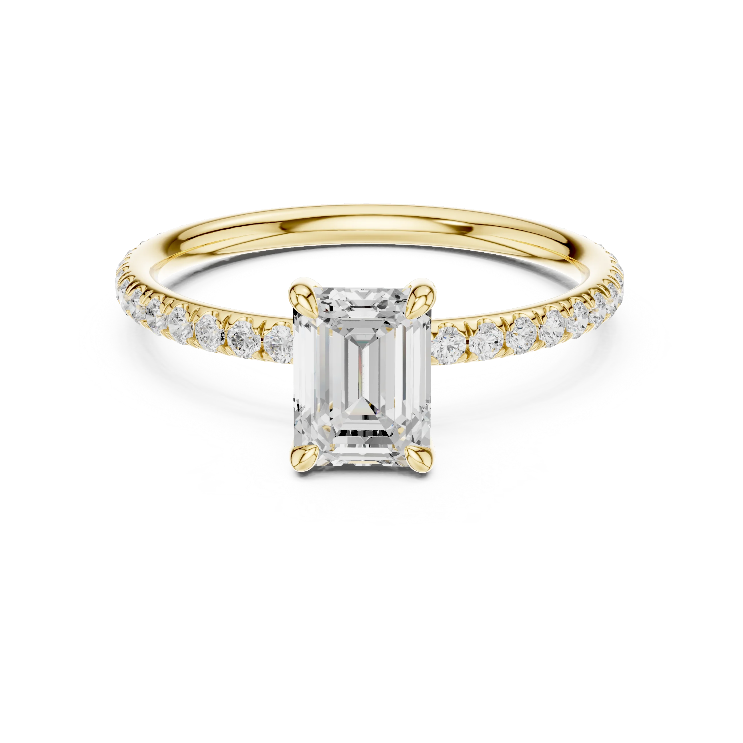 Emerald Cut Diamond Pave Engagement Ring