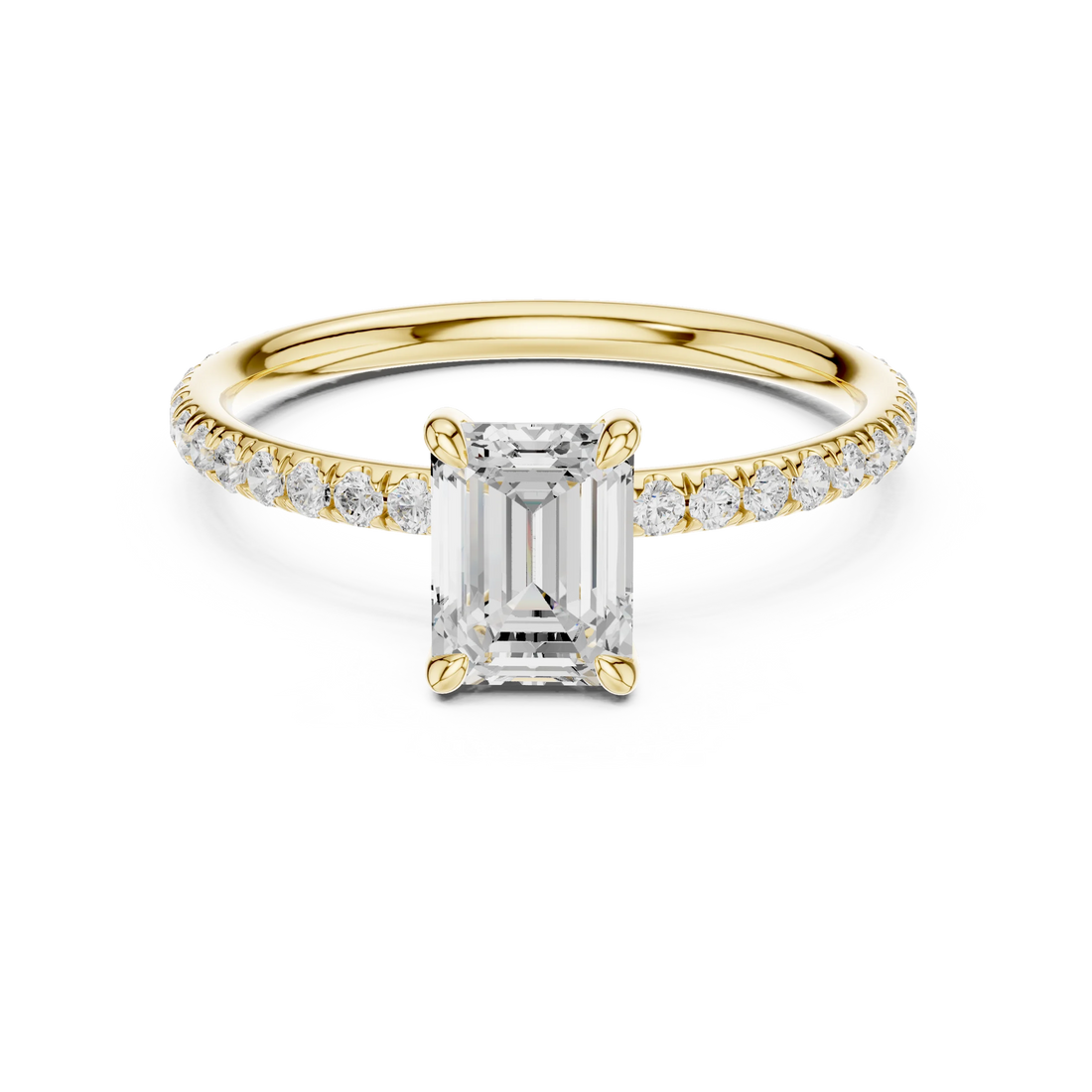 Emerald Cut Diamond Pave Engagement Ring