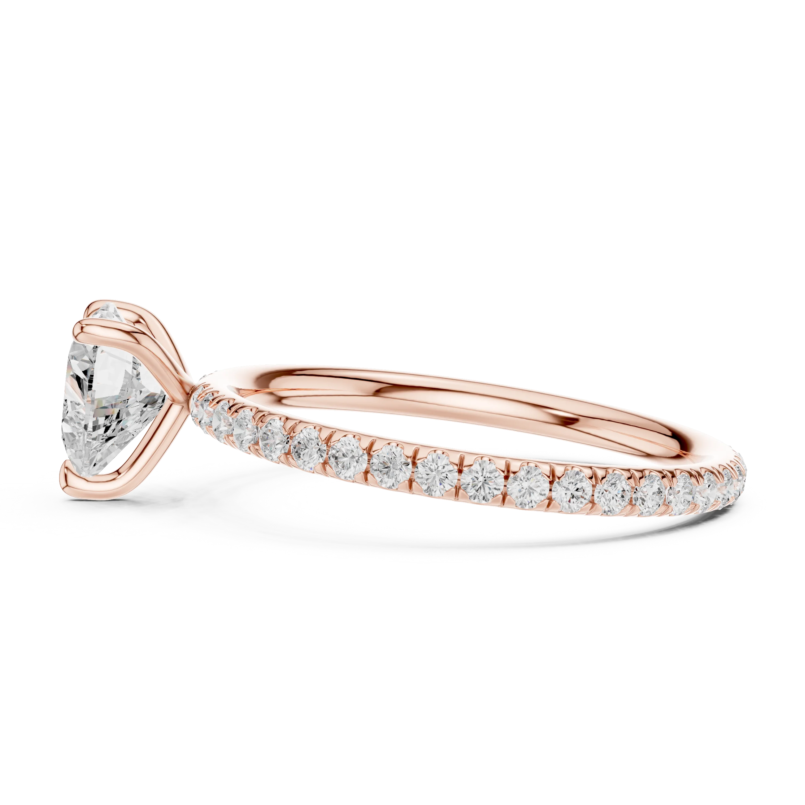 Heart Cut Diamond Pave Engagement Ring