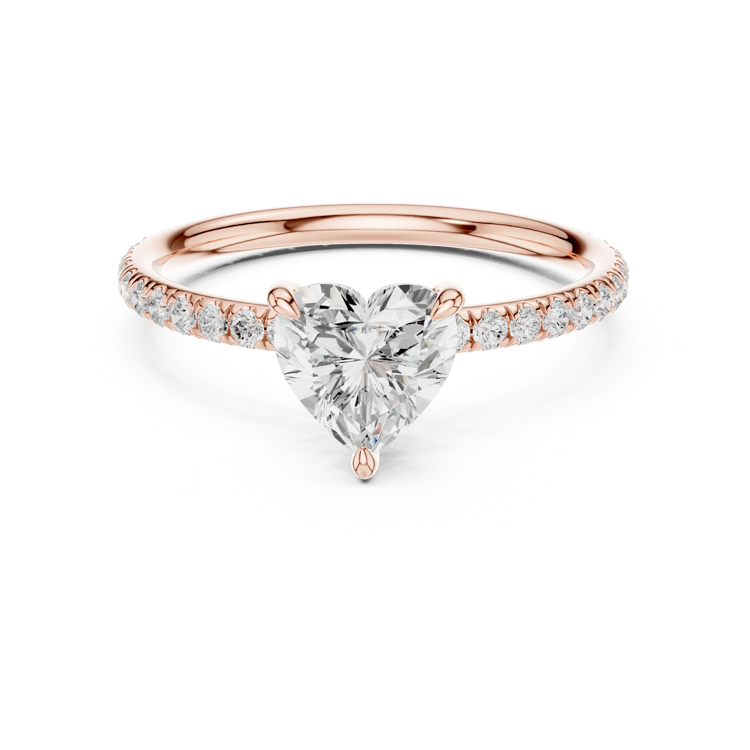Heart Cut Diamond Pave Engagement Ring