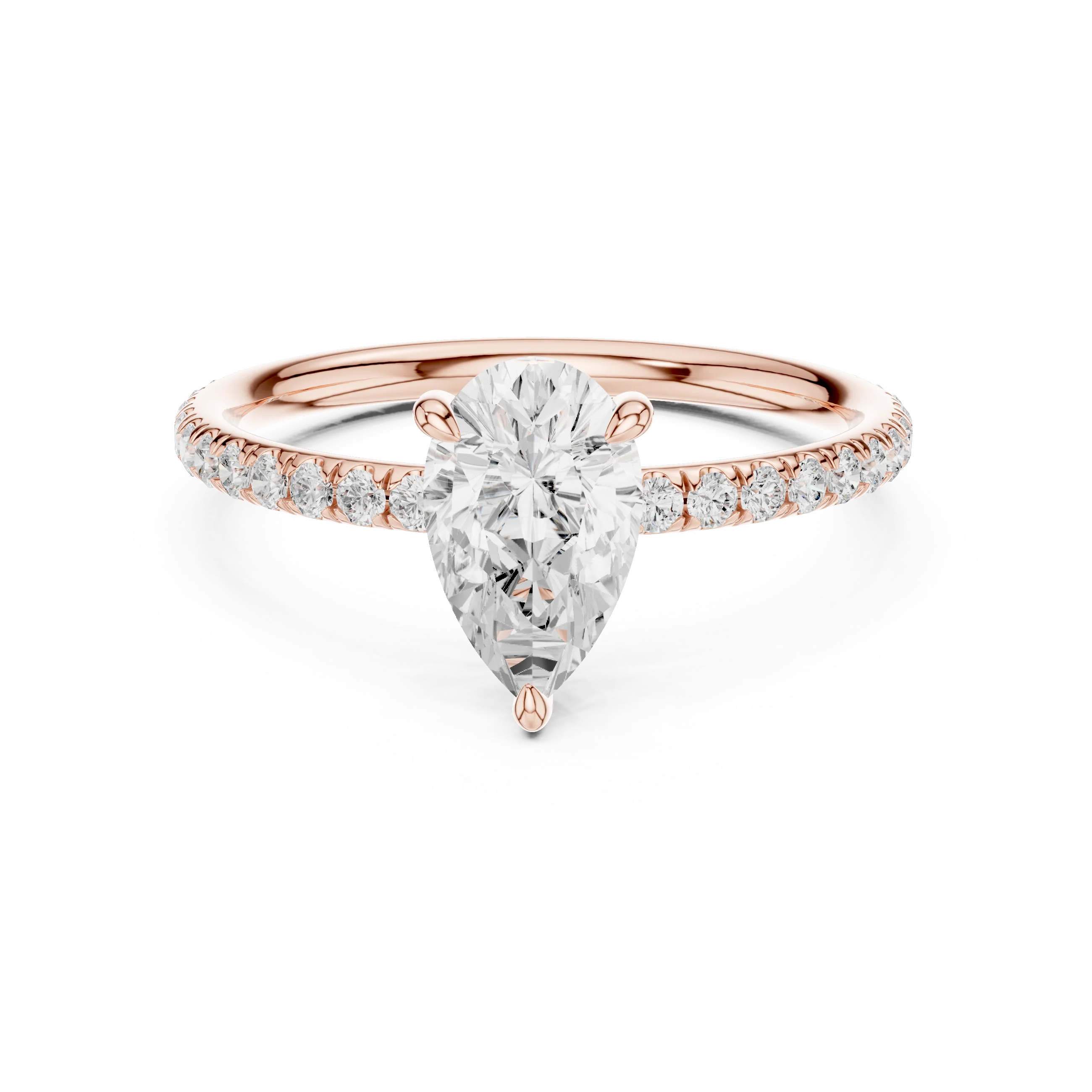 Pear Cut Diamond Pave Engagement Ring