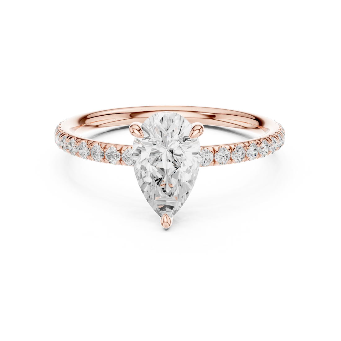 Pear Cut Diamond Pave Engagement Ring