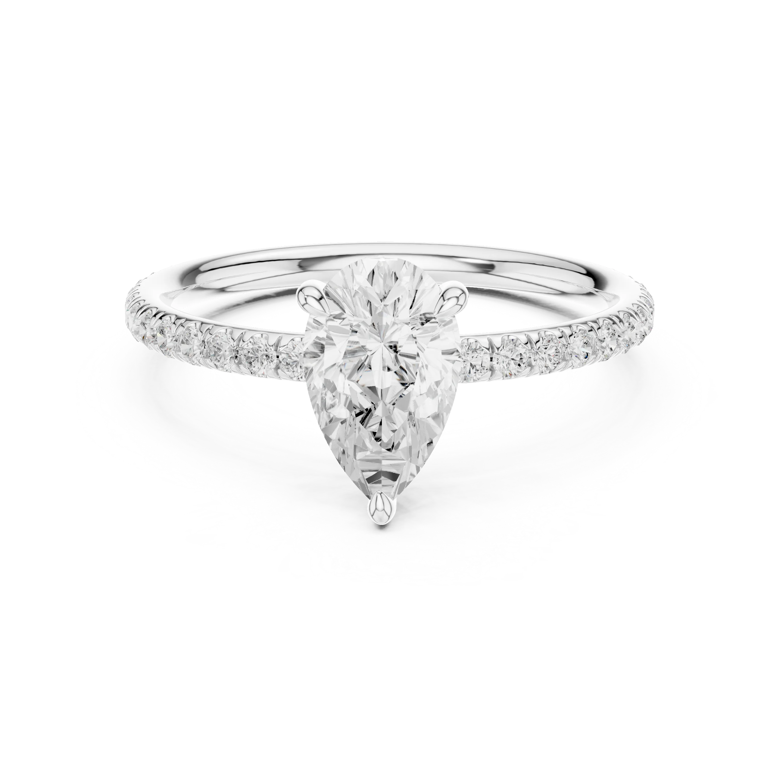 Pear Cut Diamond Pave Engagement Ring