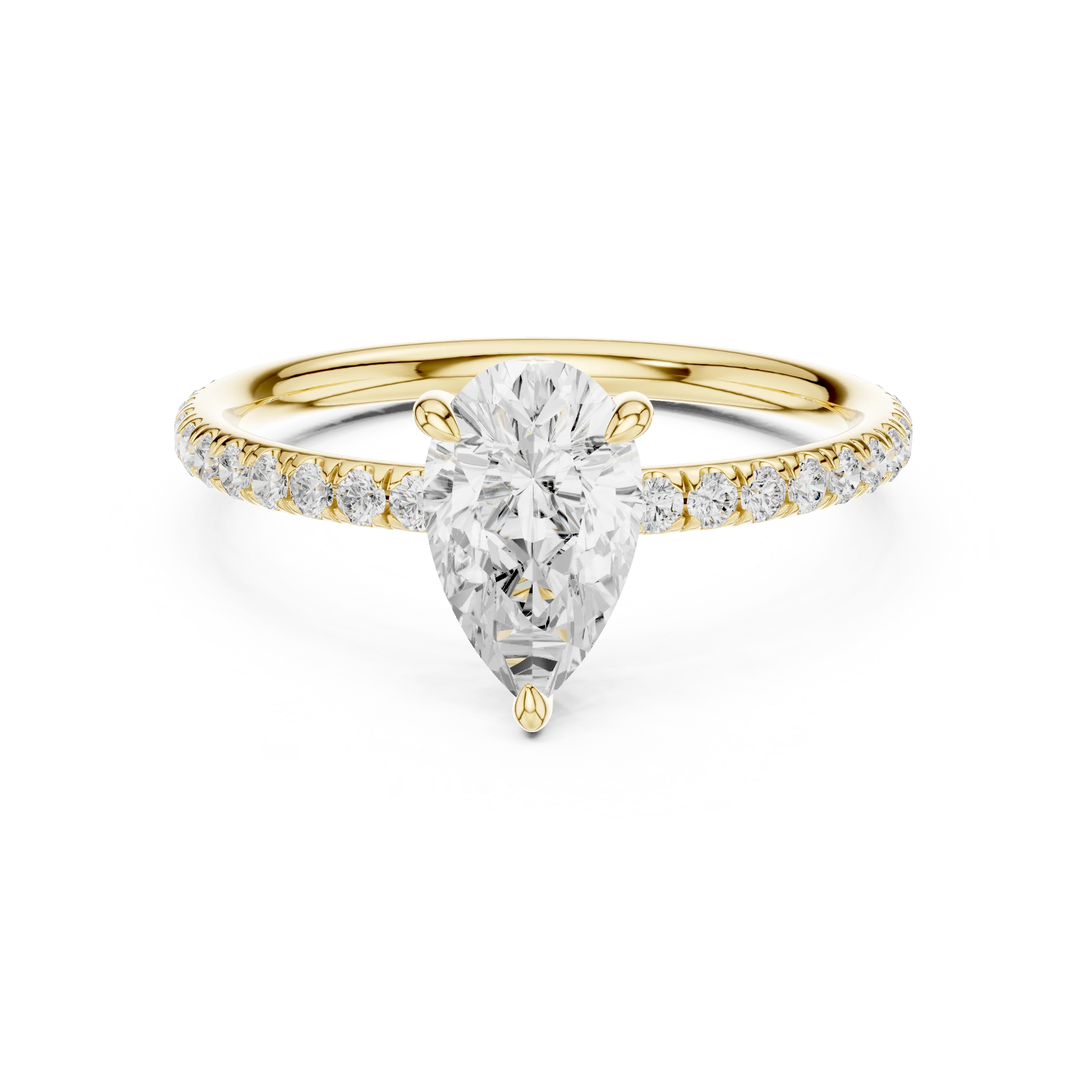 Pear Cut Diamond Pave Engagement Ring