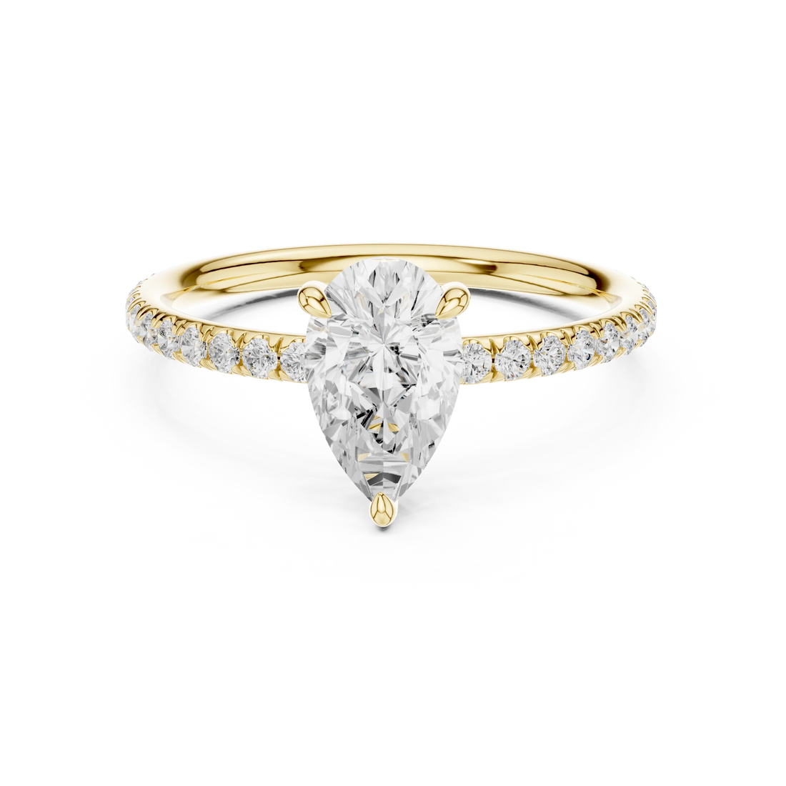 Pear Cut Diamond Pave Engagement Ring