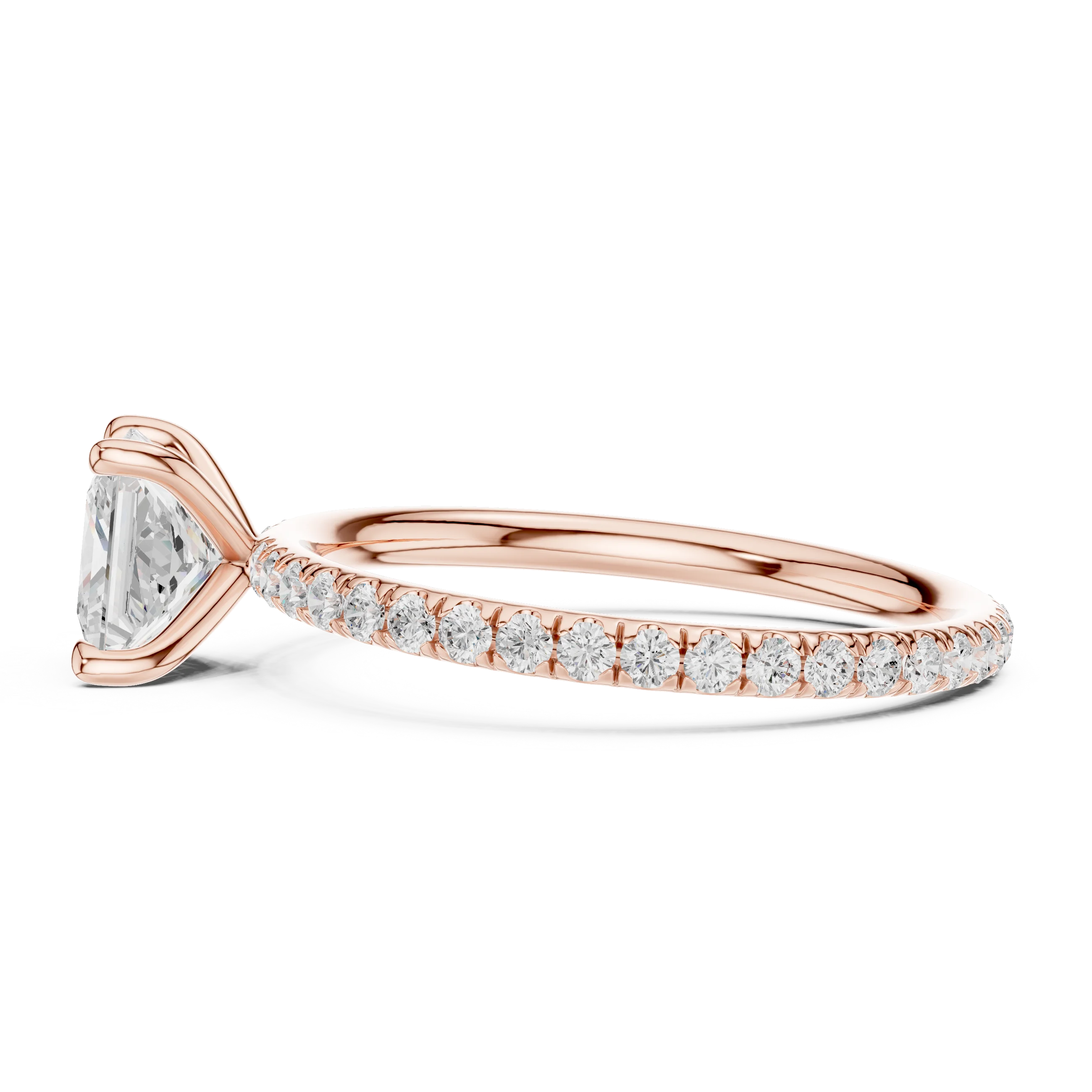 Princess Cut Diamond Pave Engagement Ring