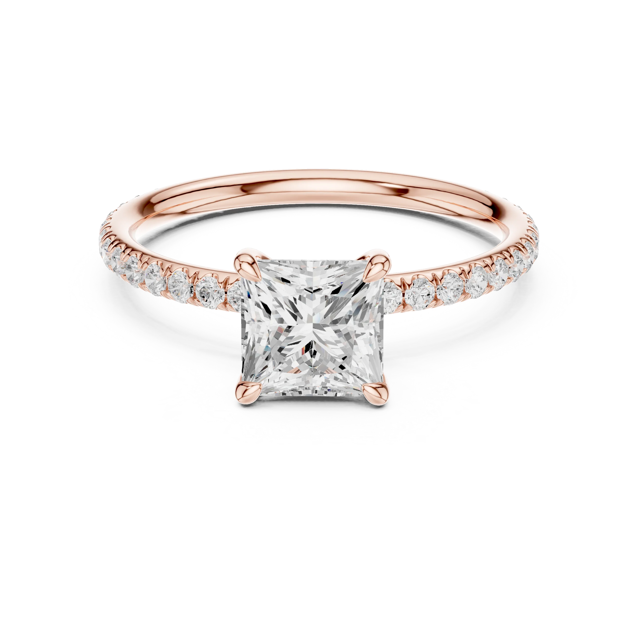 Princess Cut Diamond Pave Engagement Ring