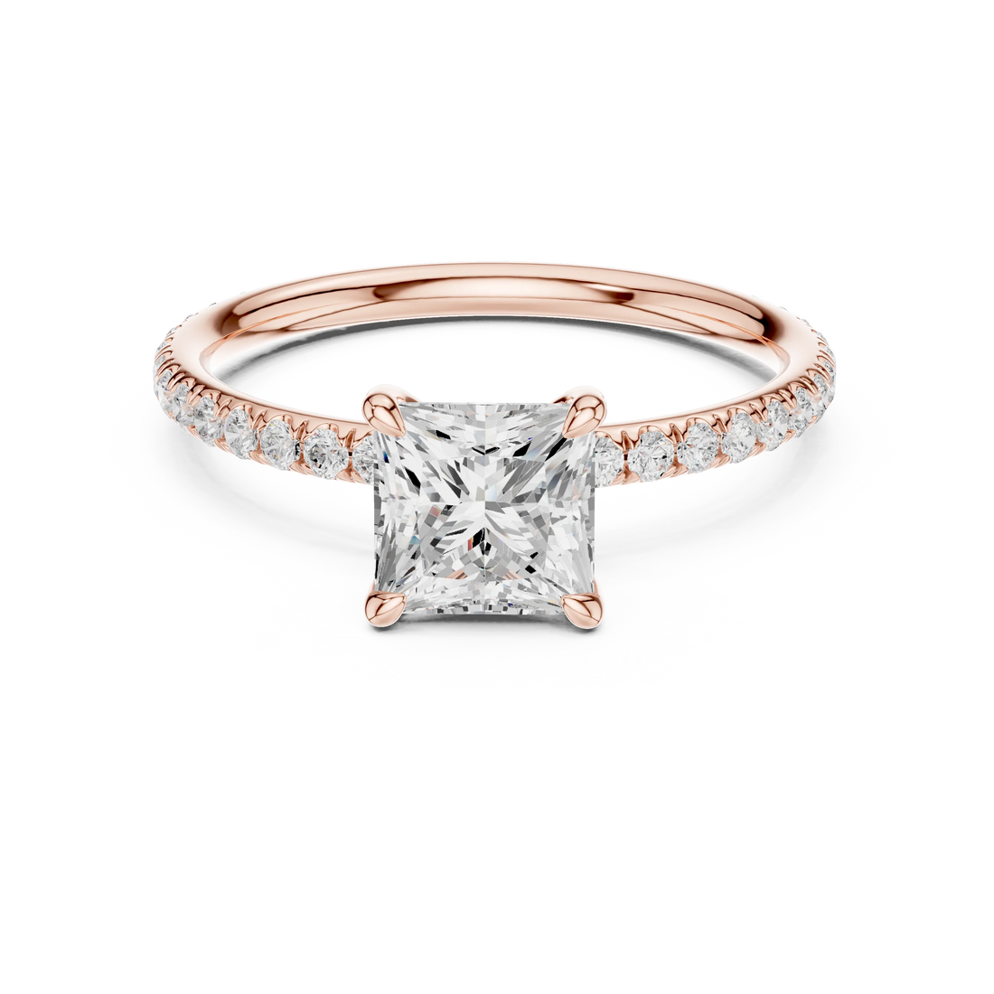 Princess Cut Diamond Pave Engagement Ring