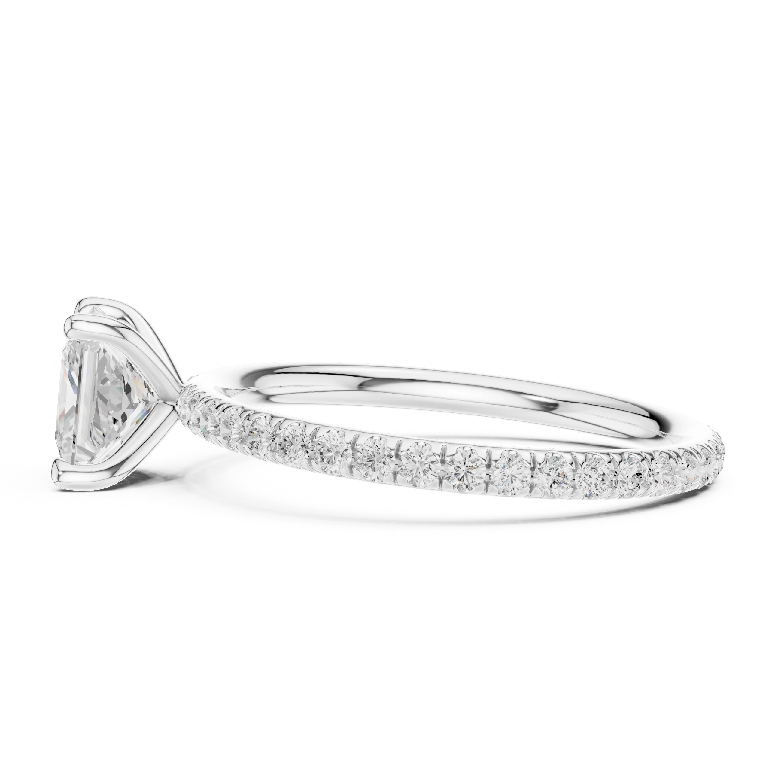 Princess Cut Diamond Pave Engagement Ring
