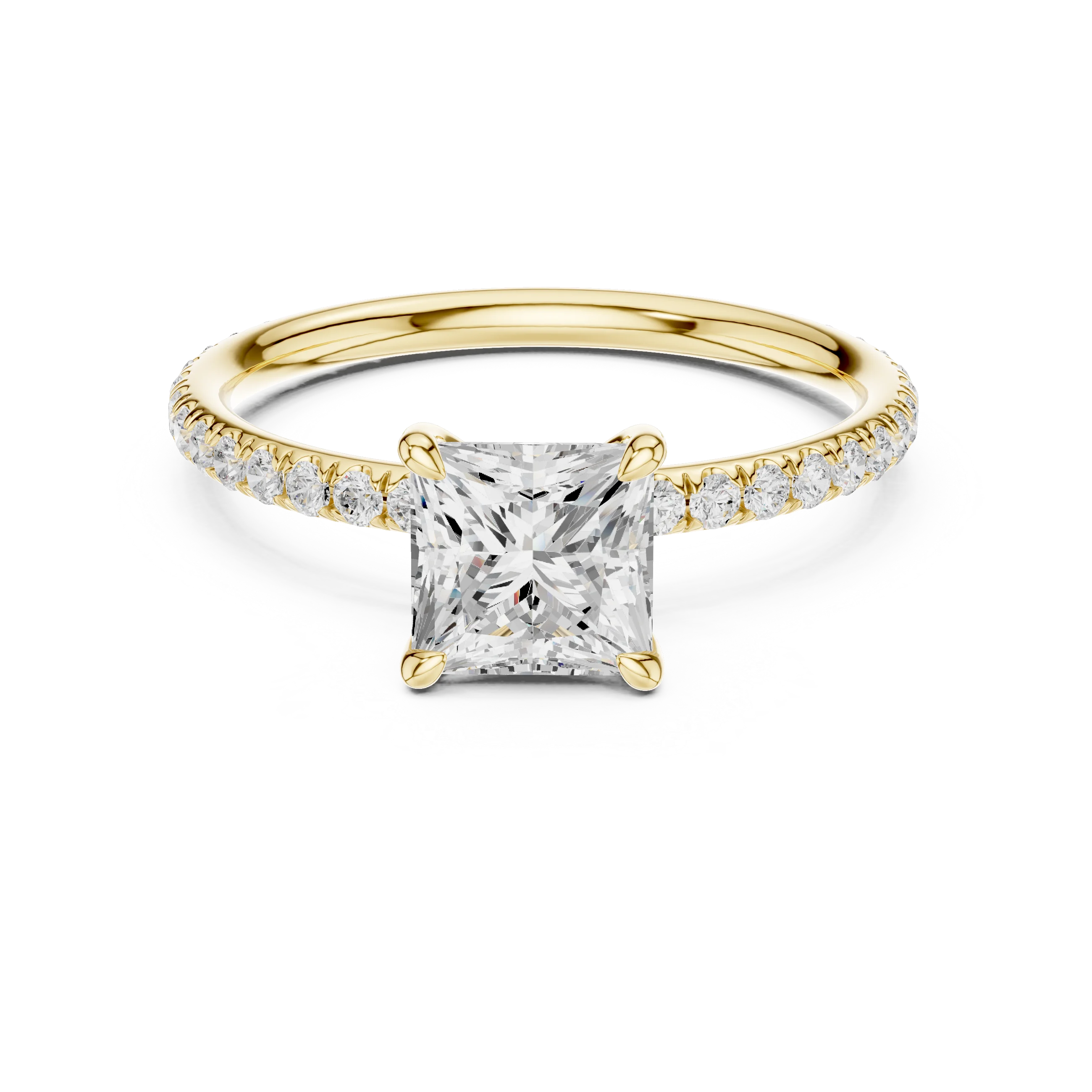 Princess Cut Diamond Pave Engagement Ring