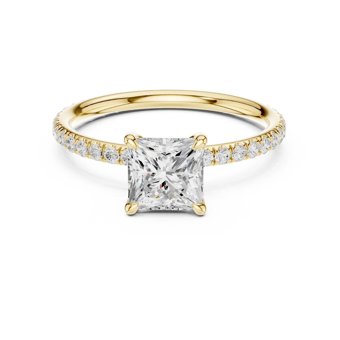Princess Cut Diamond Pave Engagement Ring