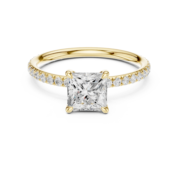 Princess Cut Diamond Pave Engagement Ring
