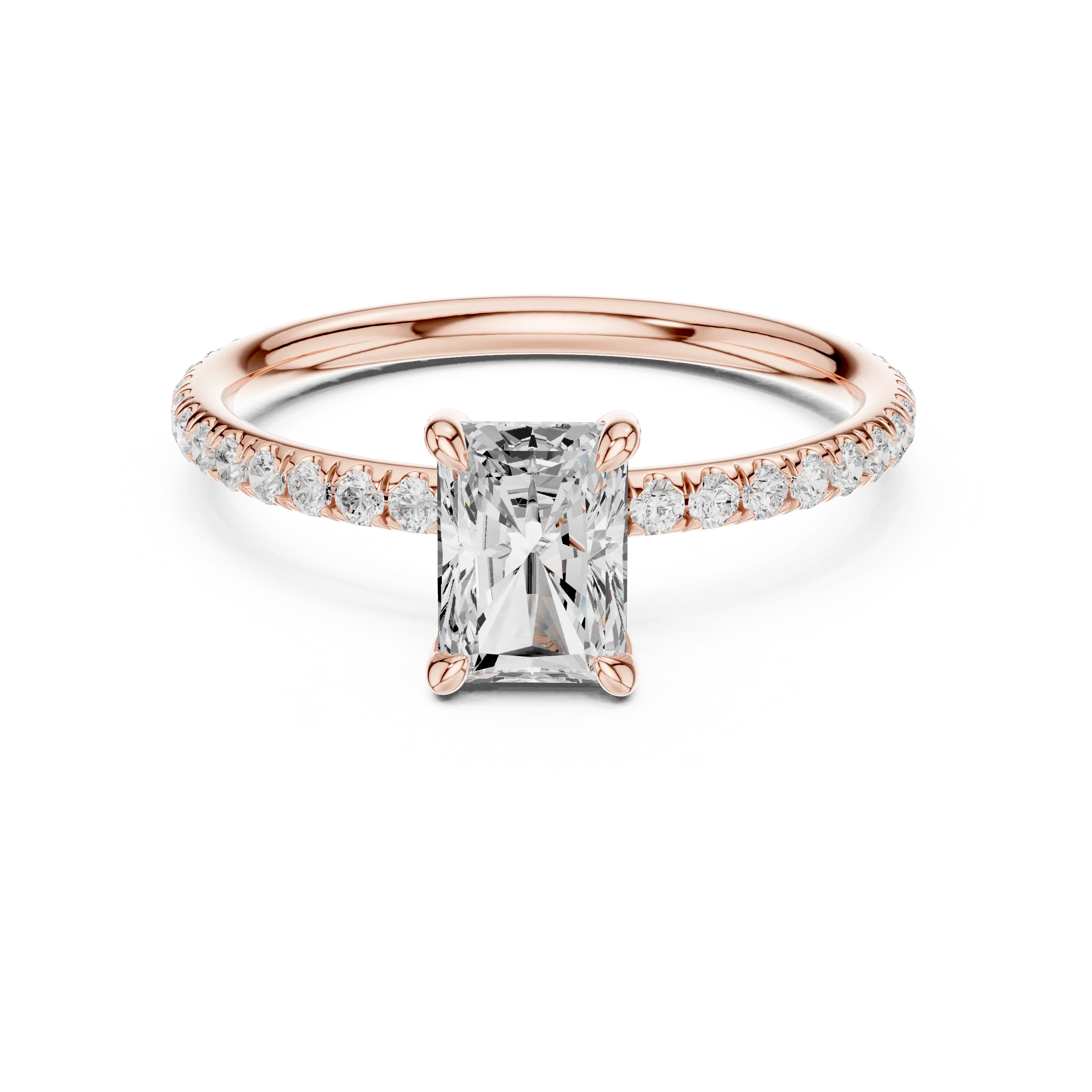 Radiant Cut Diamond Pave Engagement Ring