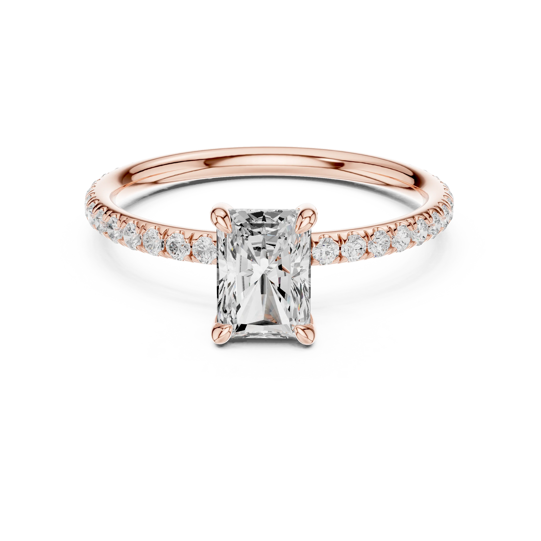 Radiant Cut Diamond Pave Engagement Ring