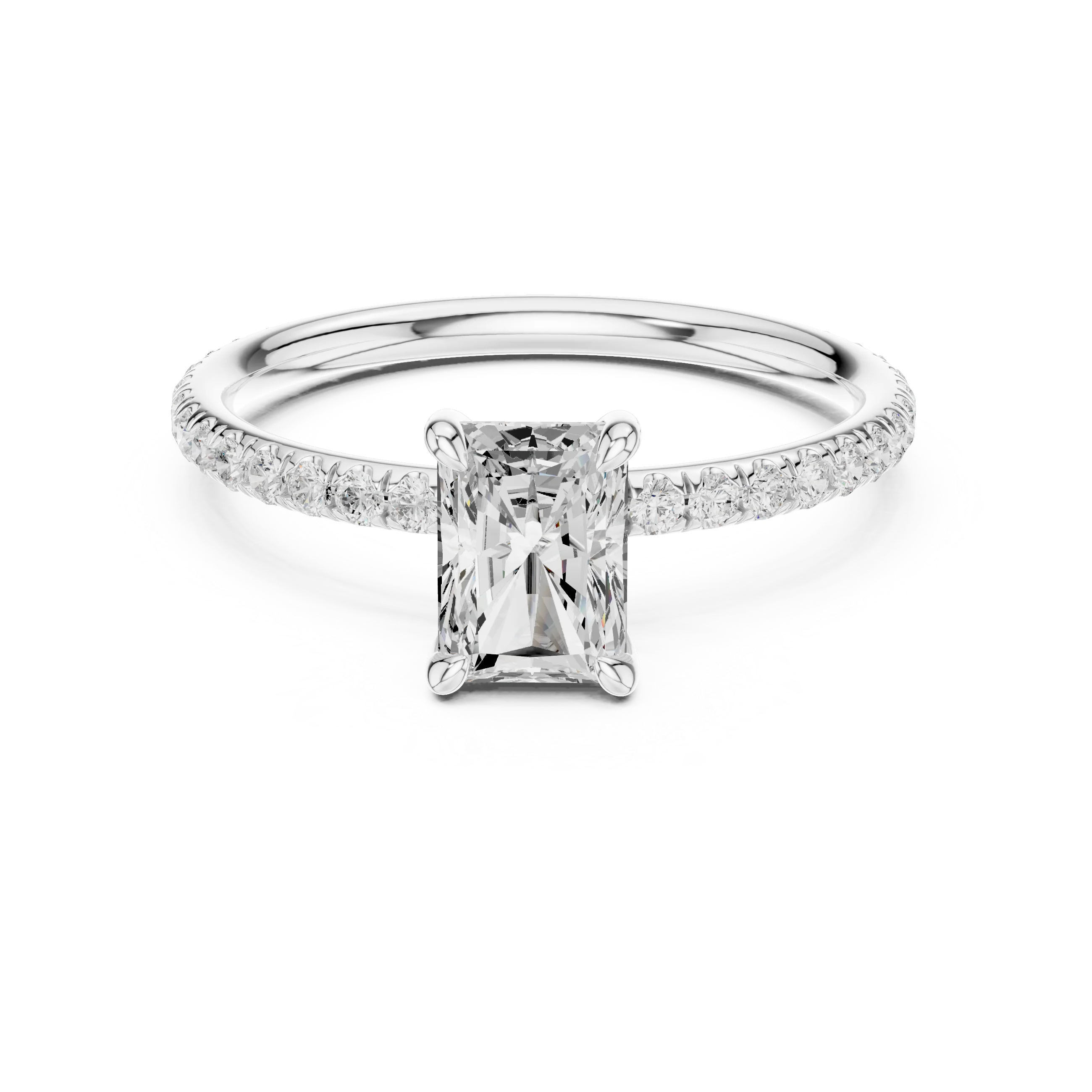 Radiant Cut Diamond Pave Engagement Ring