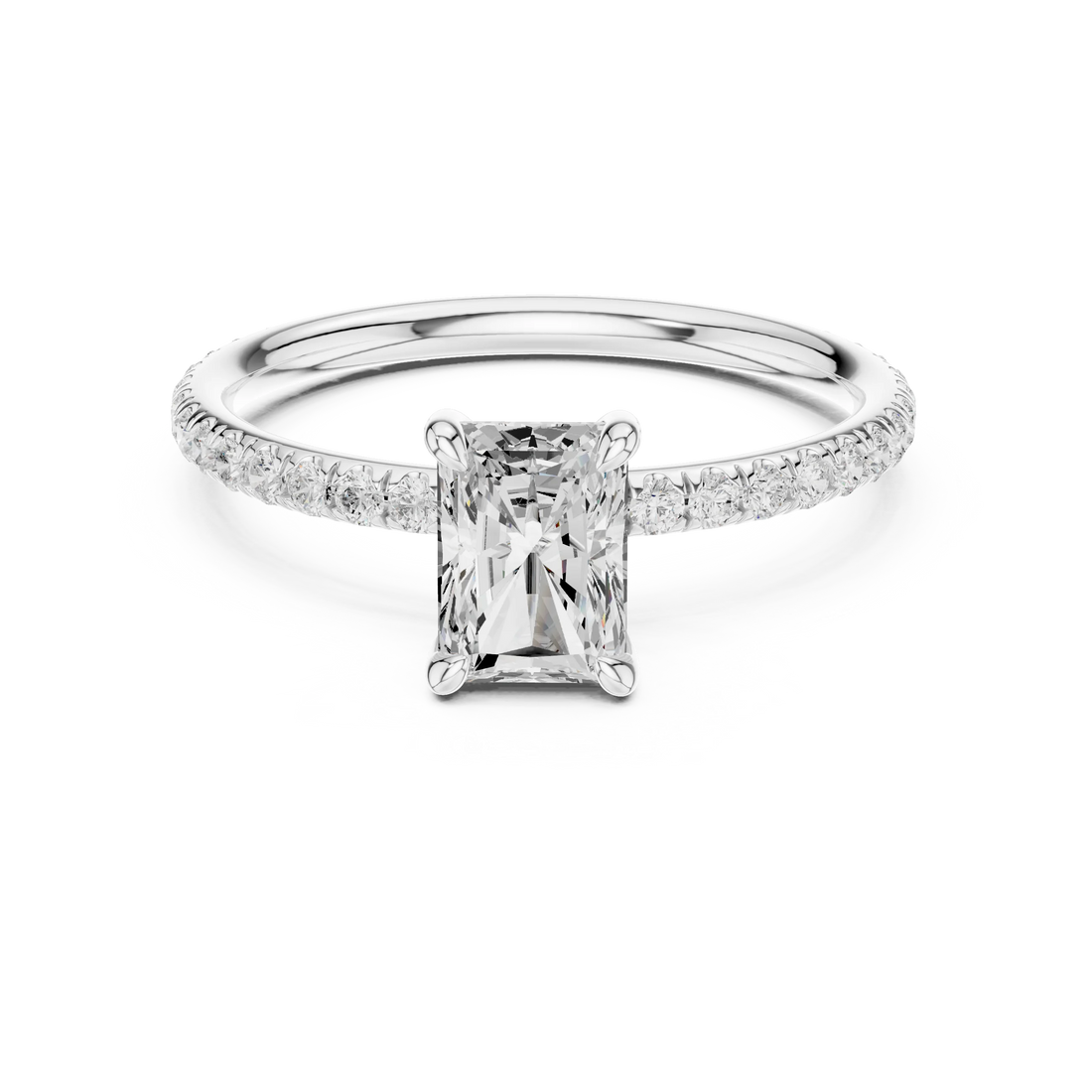 Radiant Cut Diamond Pave Engagement Ring