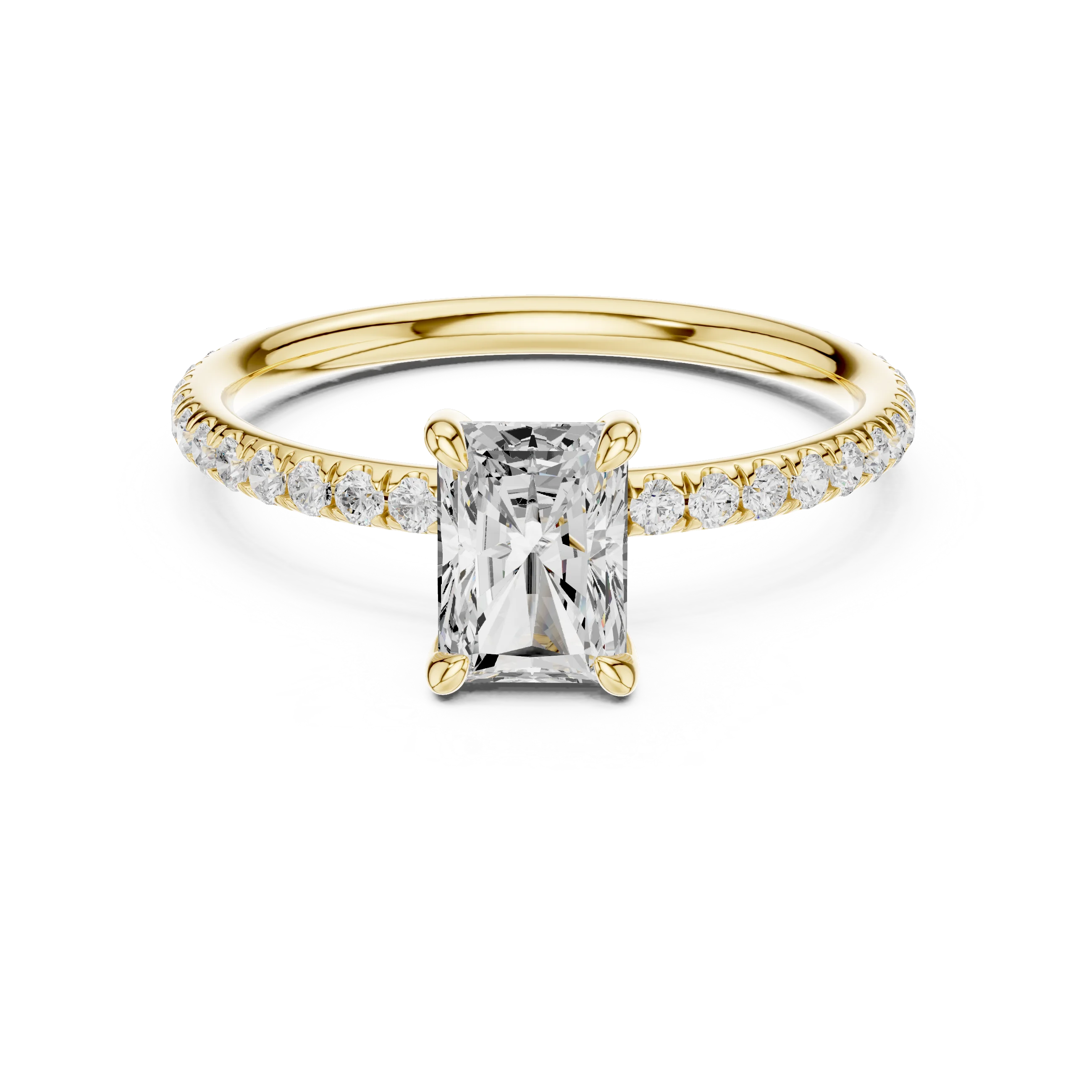 Radiant Cut Diamond Pave Engagement Ring