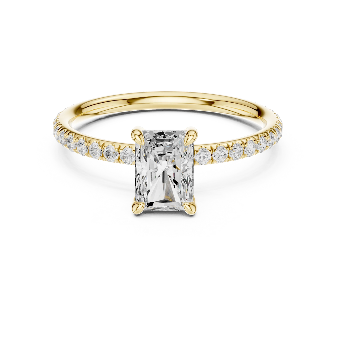 Radiant Cut Diamond Pave Engagement Ring