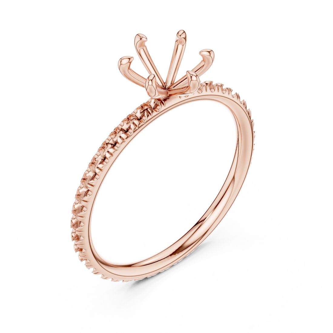 Round Cut Diamond Pave Engagement Ring