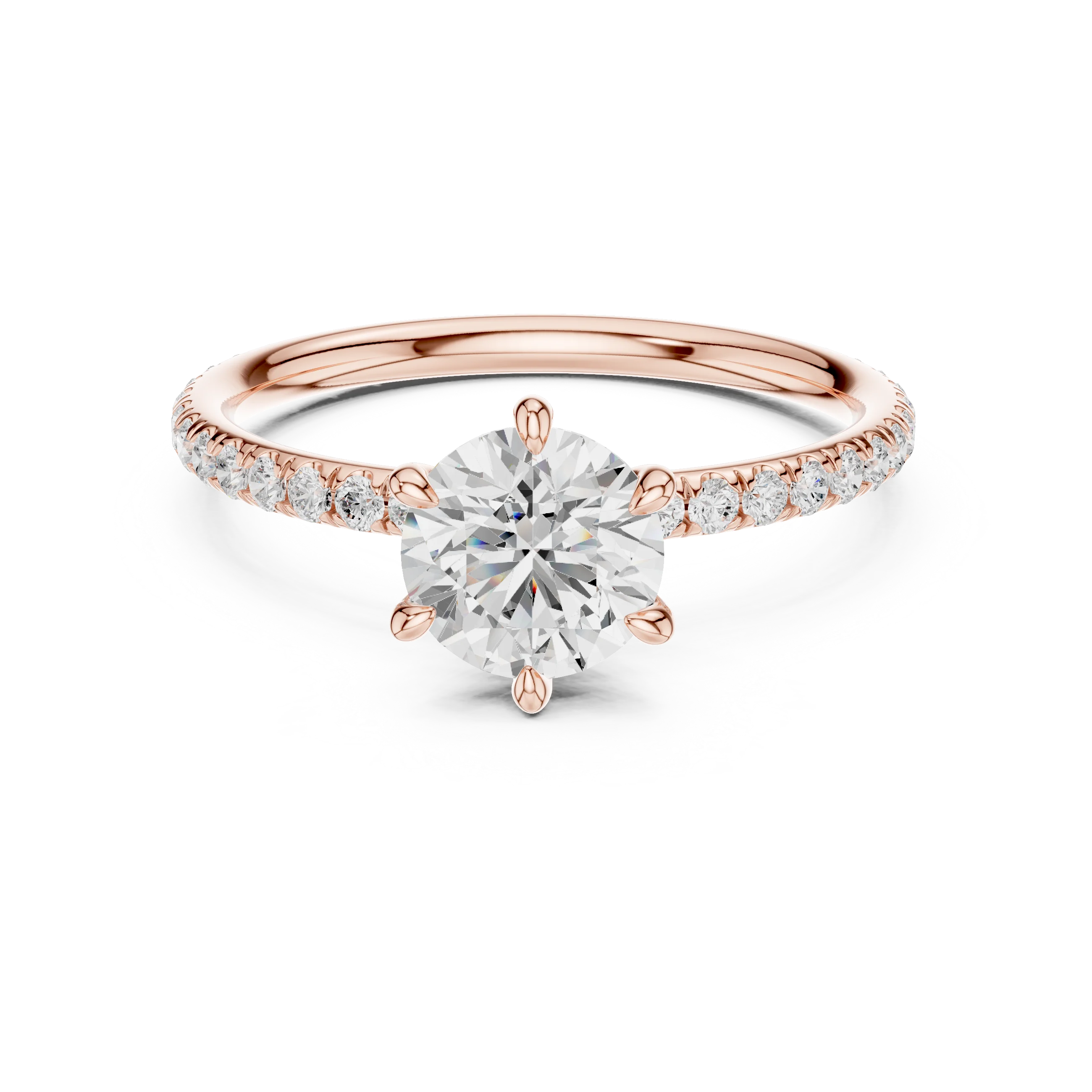 Round Cut Diamond Pave Engagement Ring