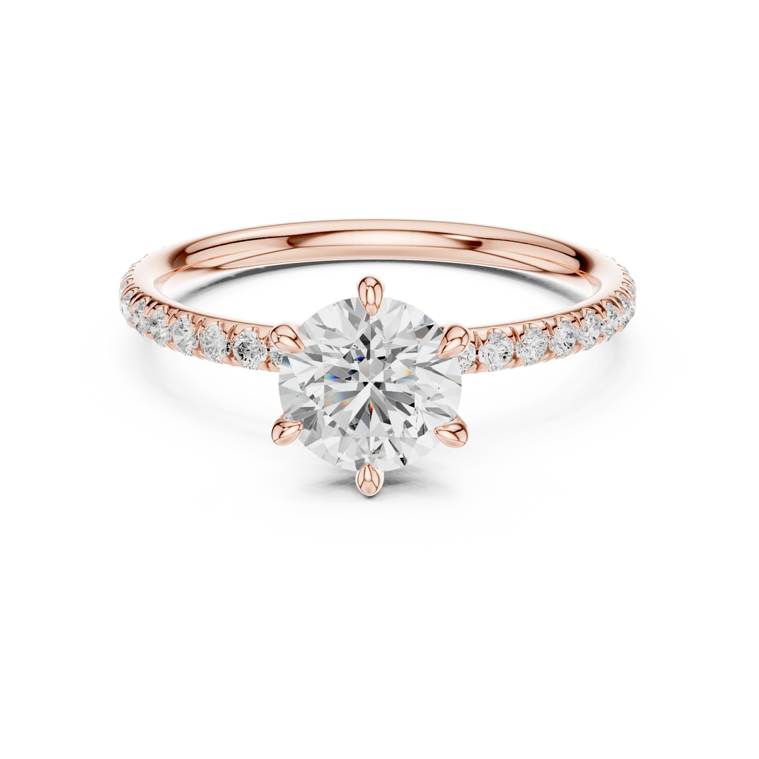 Round Cut Diamond Pave Engagement Ring
