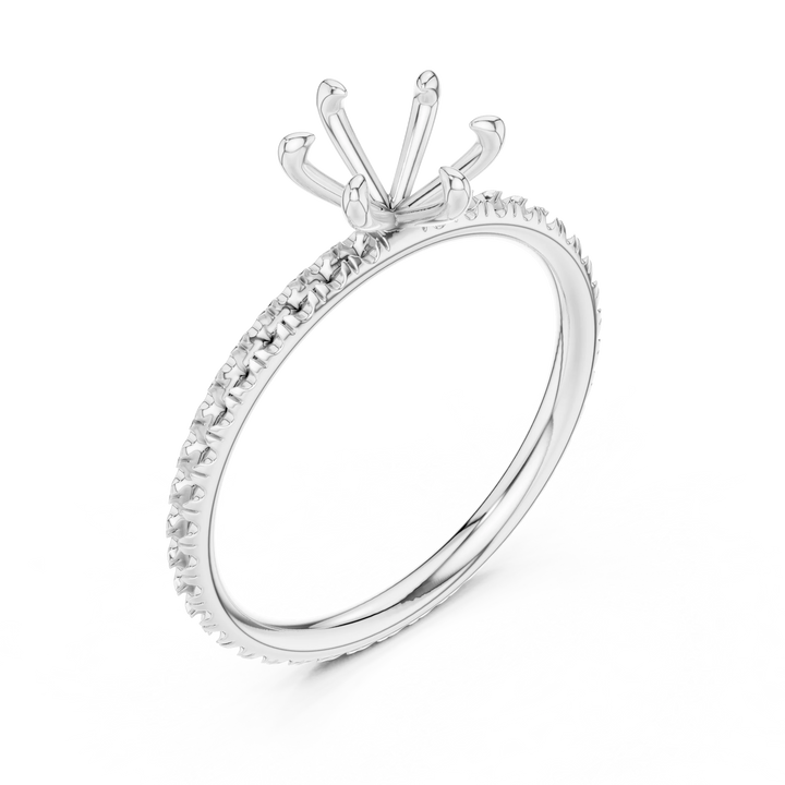 Round Cut Diamond Pave Engagement Ring