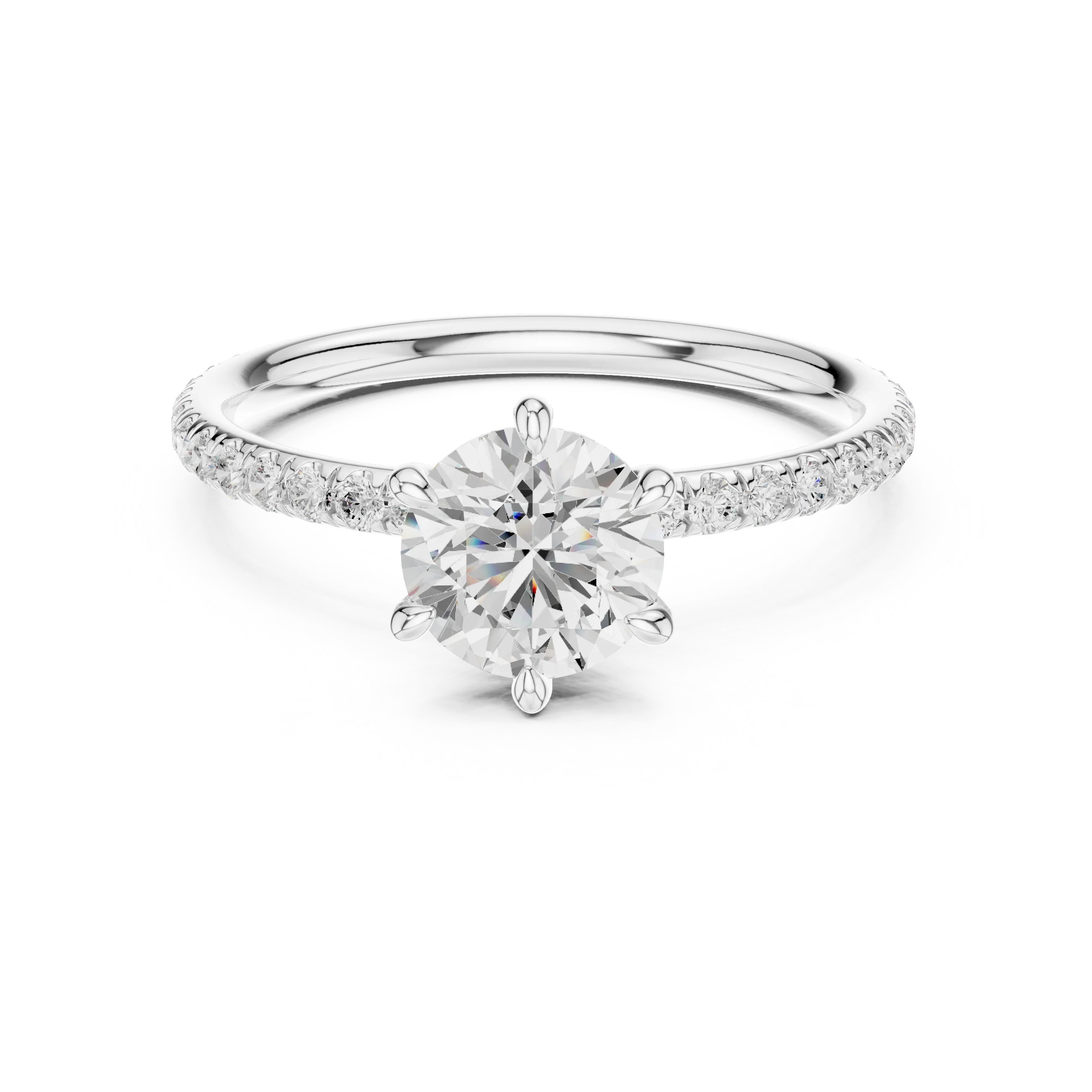 Round Cut Diamond Pave Engagement Ring