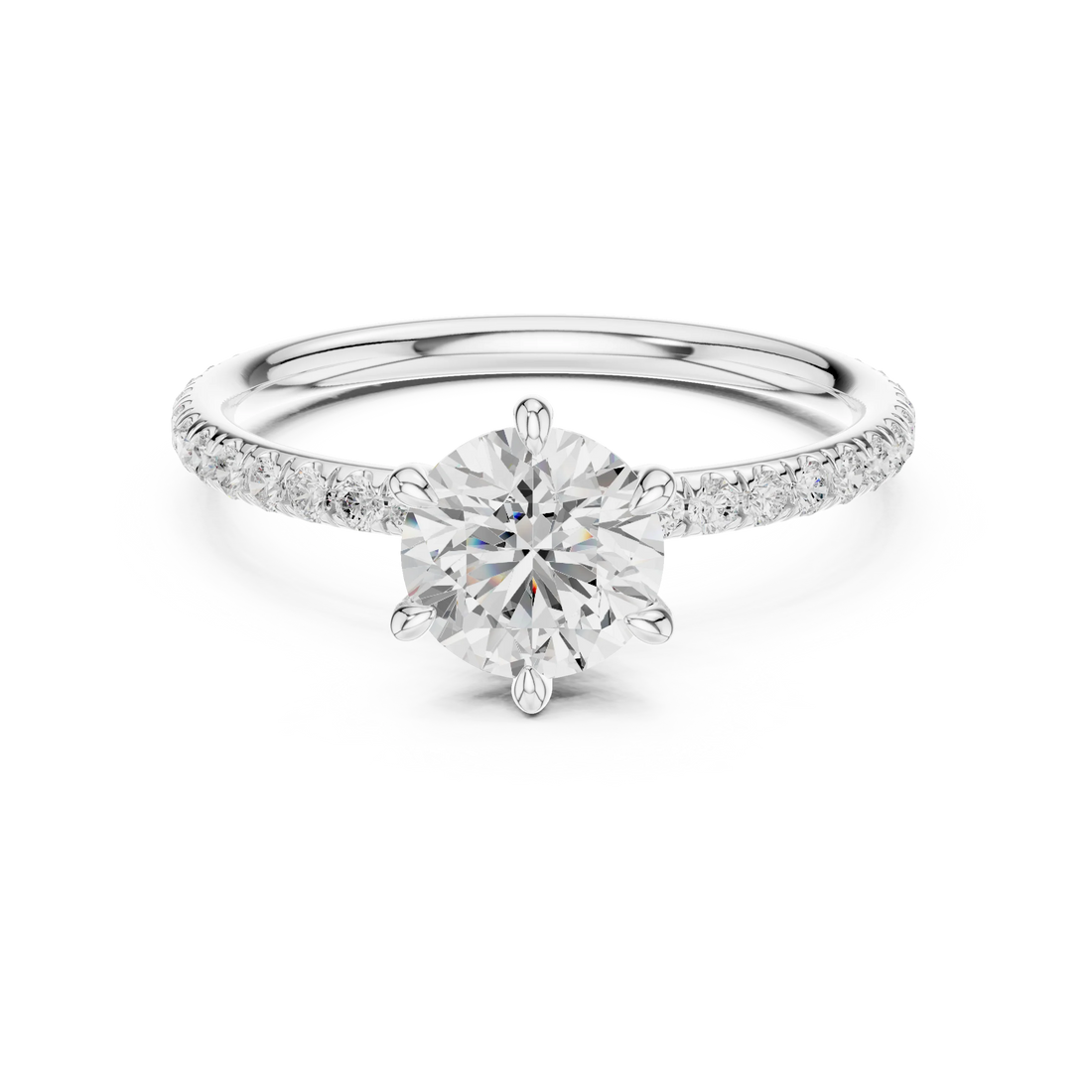 Round Cut Diamond Pave Engagement Ring