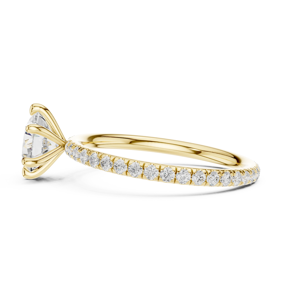 Round Cut Diamond Pave Engagement Ring