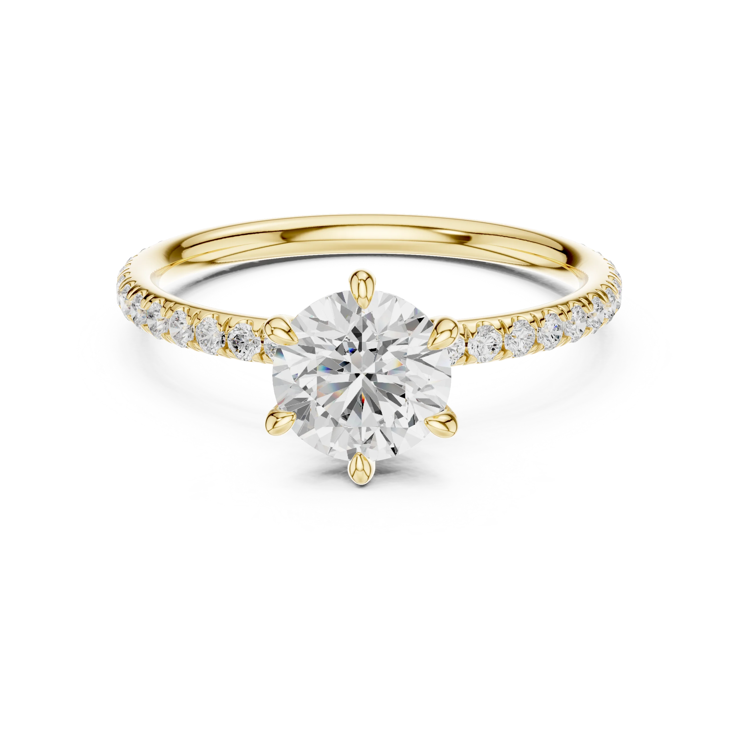 Round Cut Diamond Pave Engagement Ring