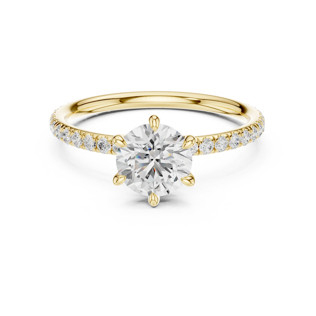 Round Cut Diamond Pave Engagement Ring