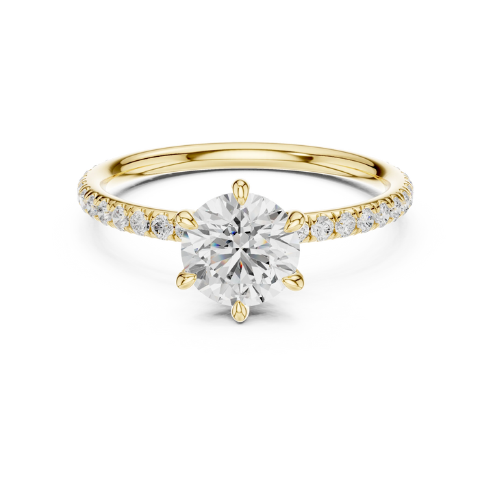 Round Cut Diamond Pave Engagement Ring