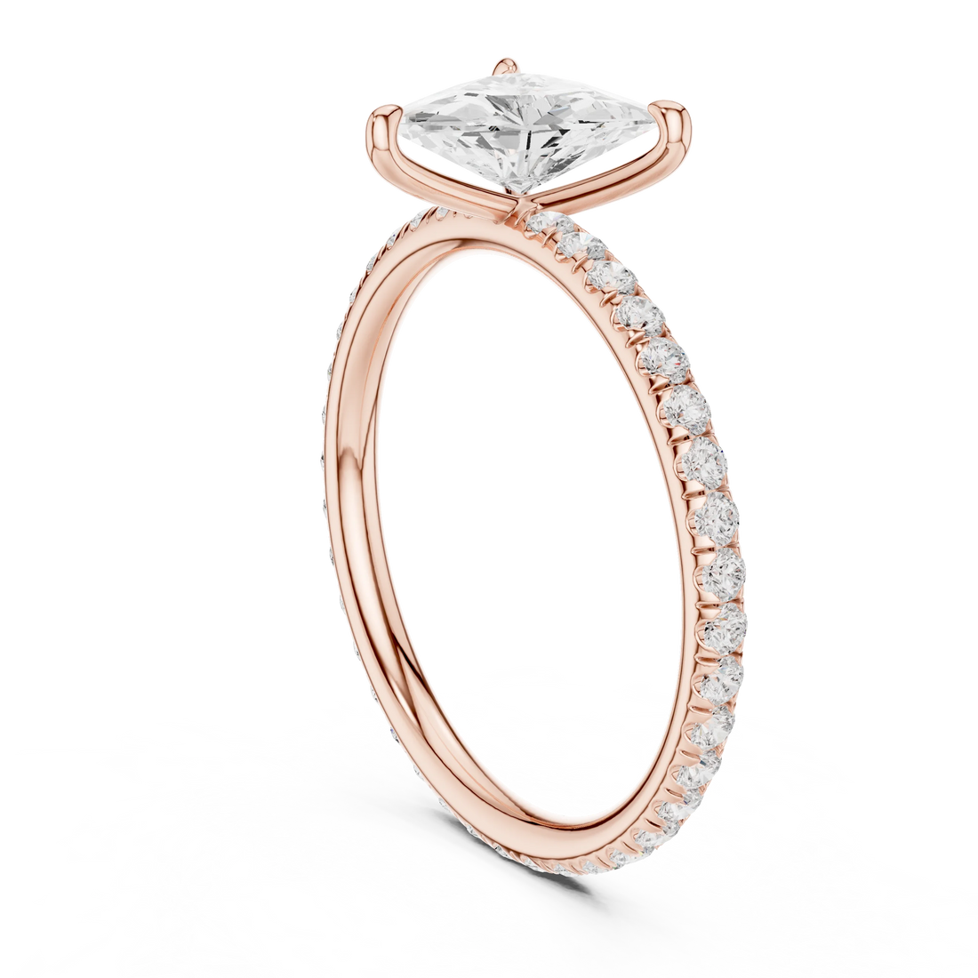 Trillion Cut Diamond Pave Engagement Ring