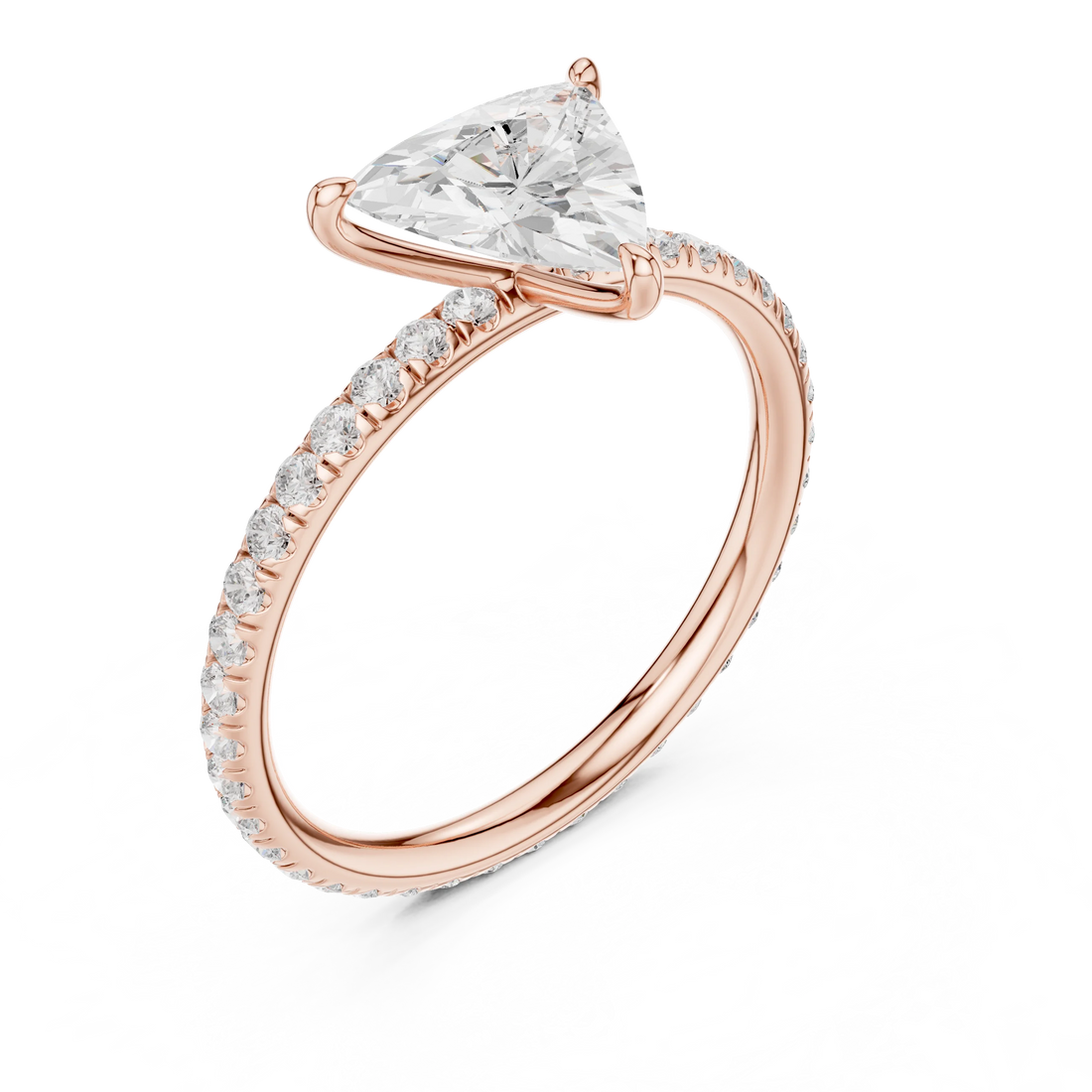 Trillion Cut Diamond Pave Engagement Ring