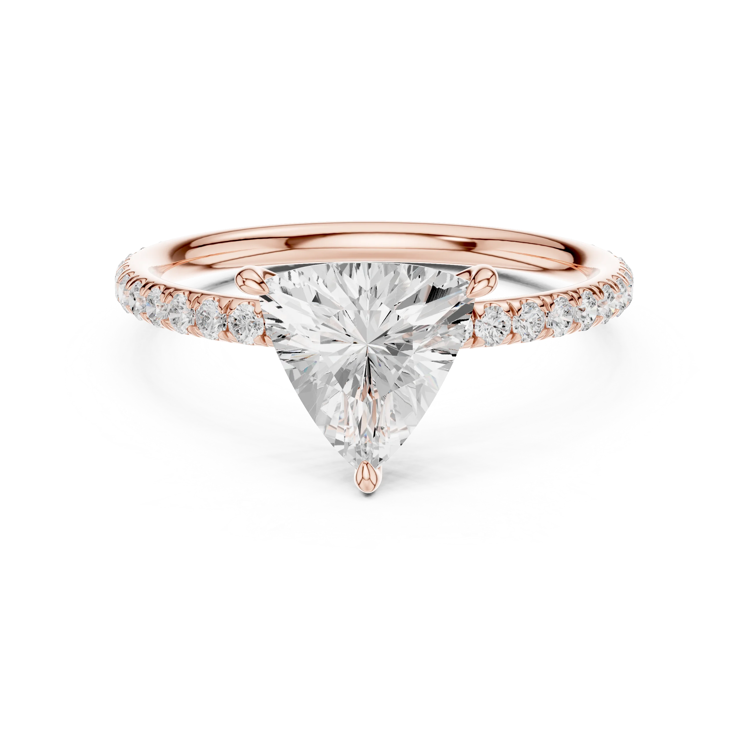 Trillion Cut Diamond Pave Engagement Ring