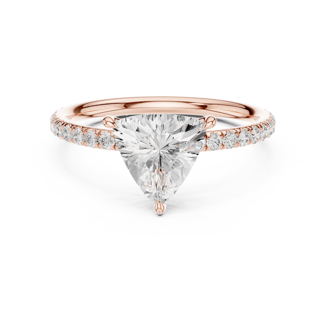 Trillion Cut Diamond Pave Engagement Ring