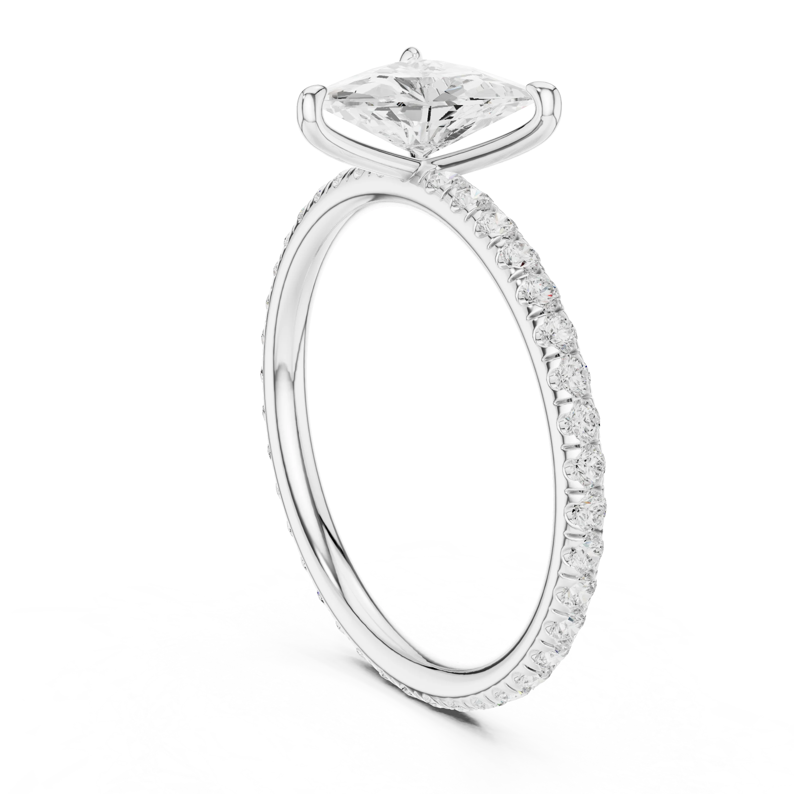 Trillion Cut Diamond Pave Engagement Ring