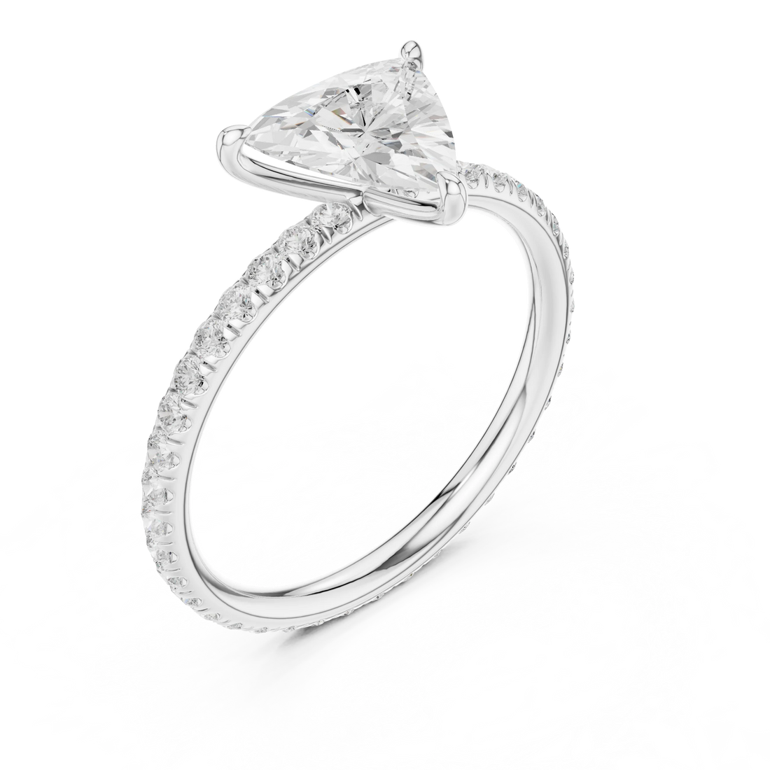 Trillion Cut Diamond Pave Engagement Ring